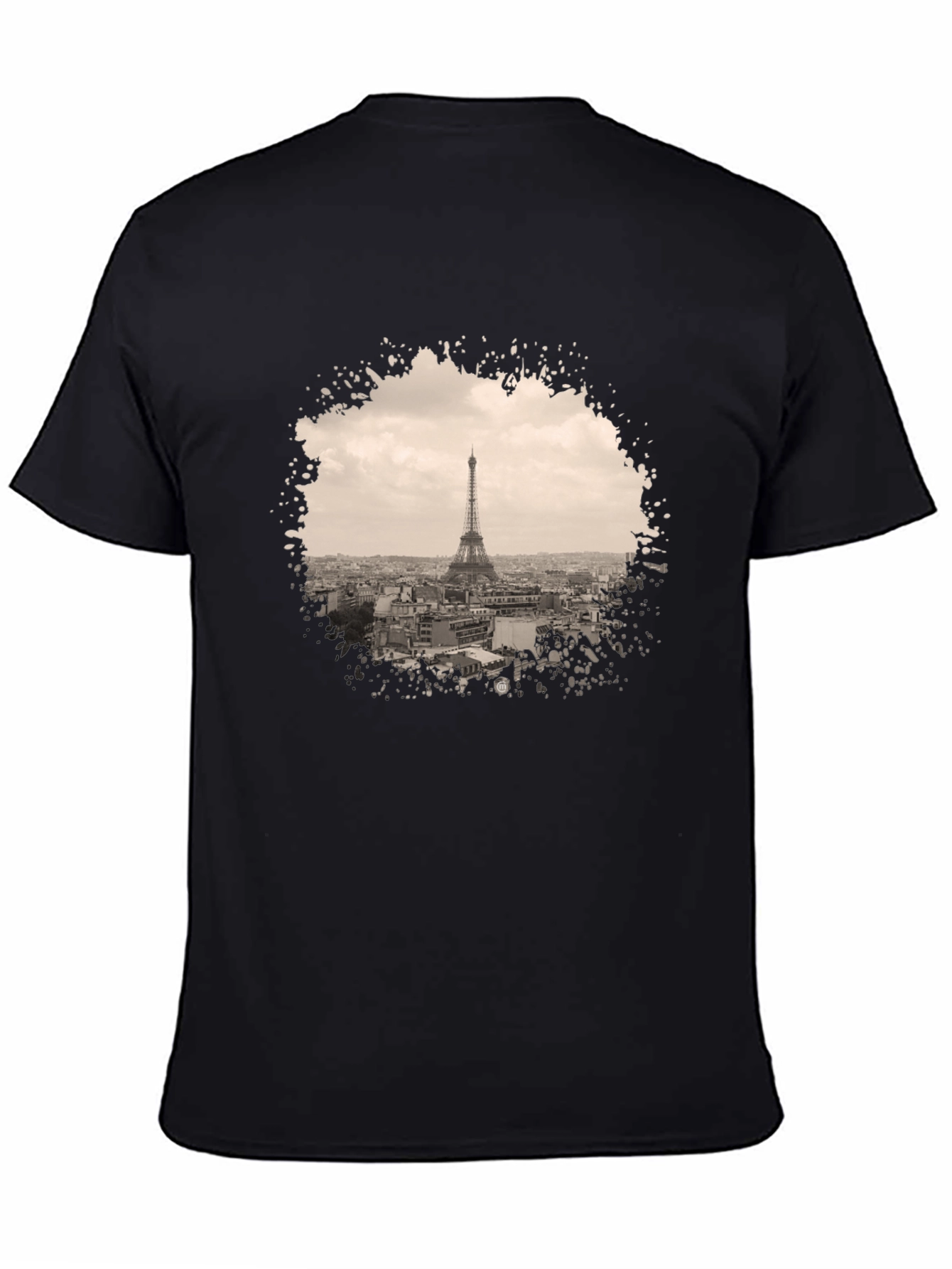 Eiffel Tower Graphic Print Black T-Shirt