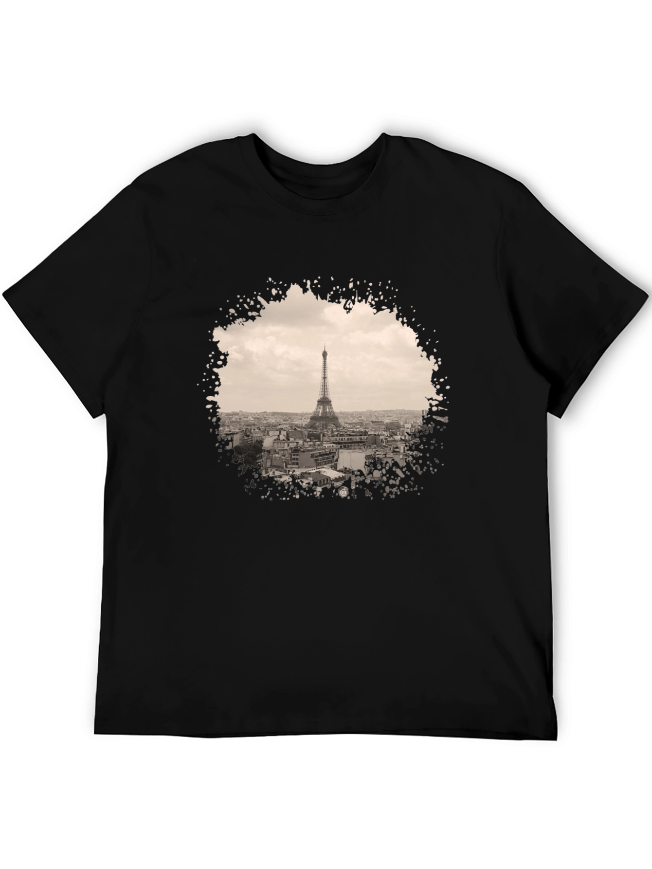 Eiffel Tower Graphic Print Black T-Shirt