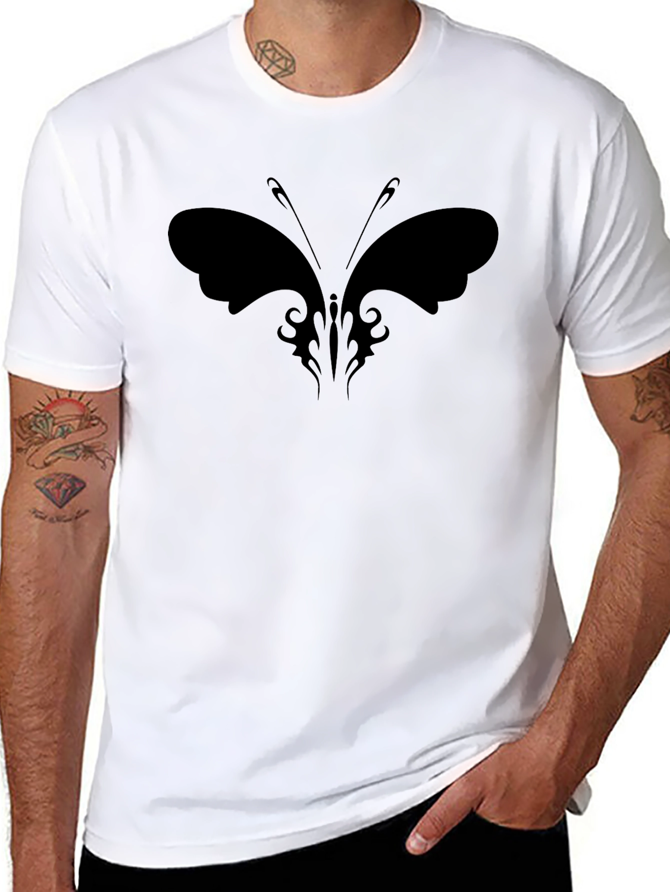Butterfly Graphic Black Tee - Stylish & Unique