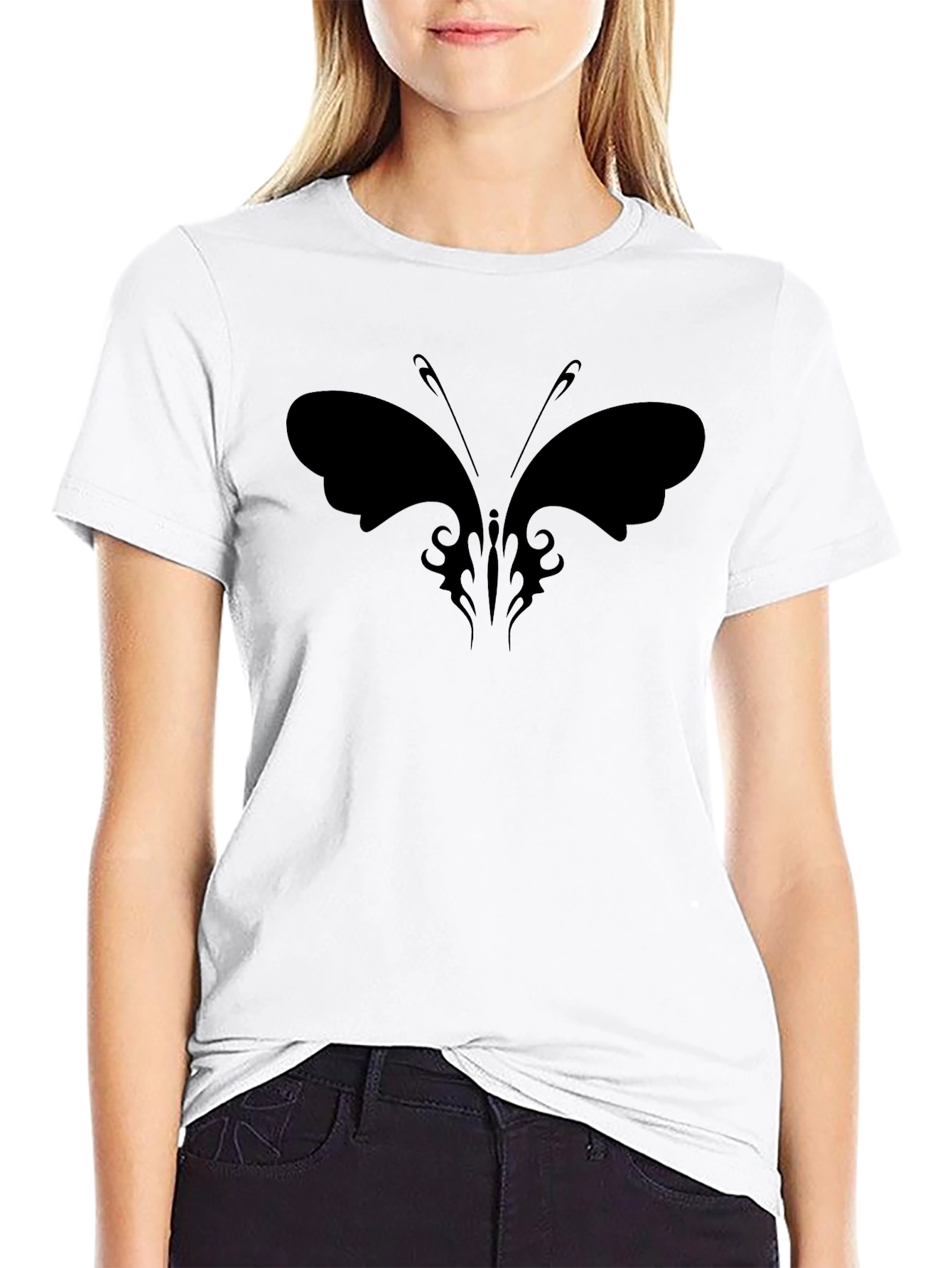 Butterfly Graphic Black Tee - Stylish & Unique