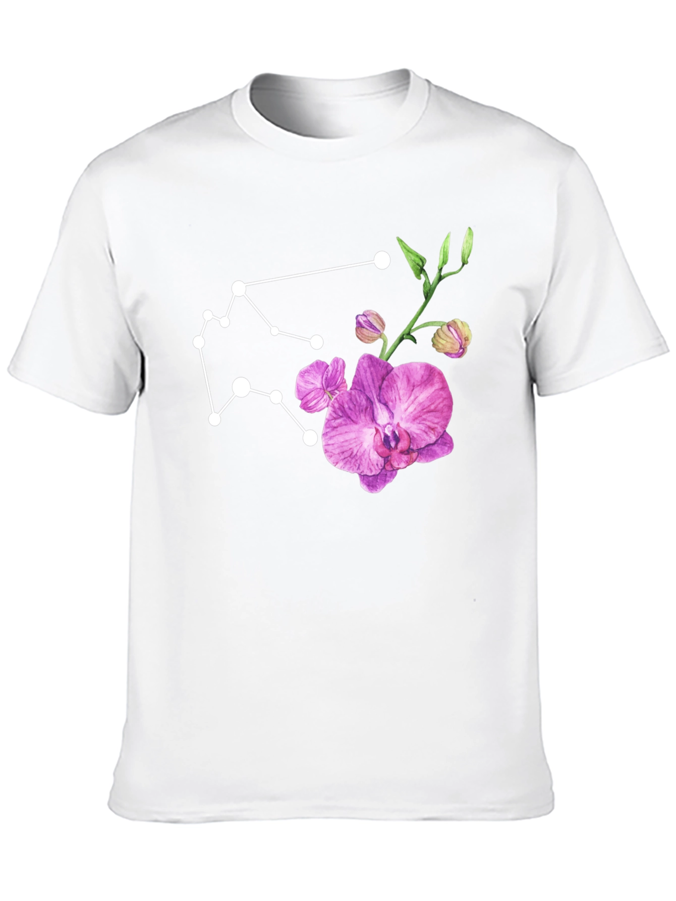 Aquarius Constellation & Floral Black Tee