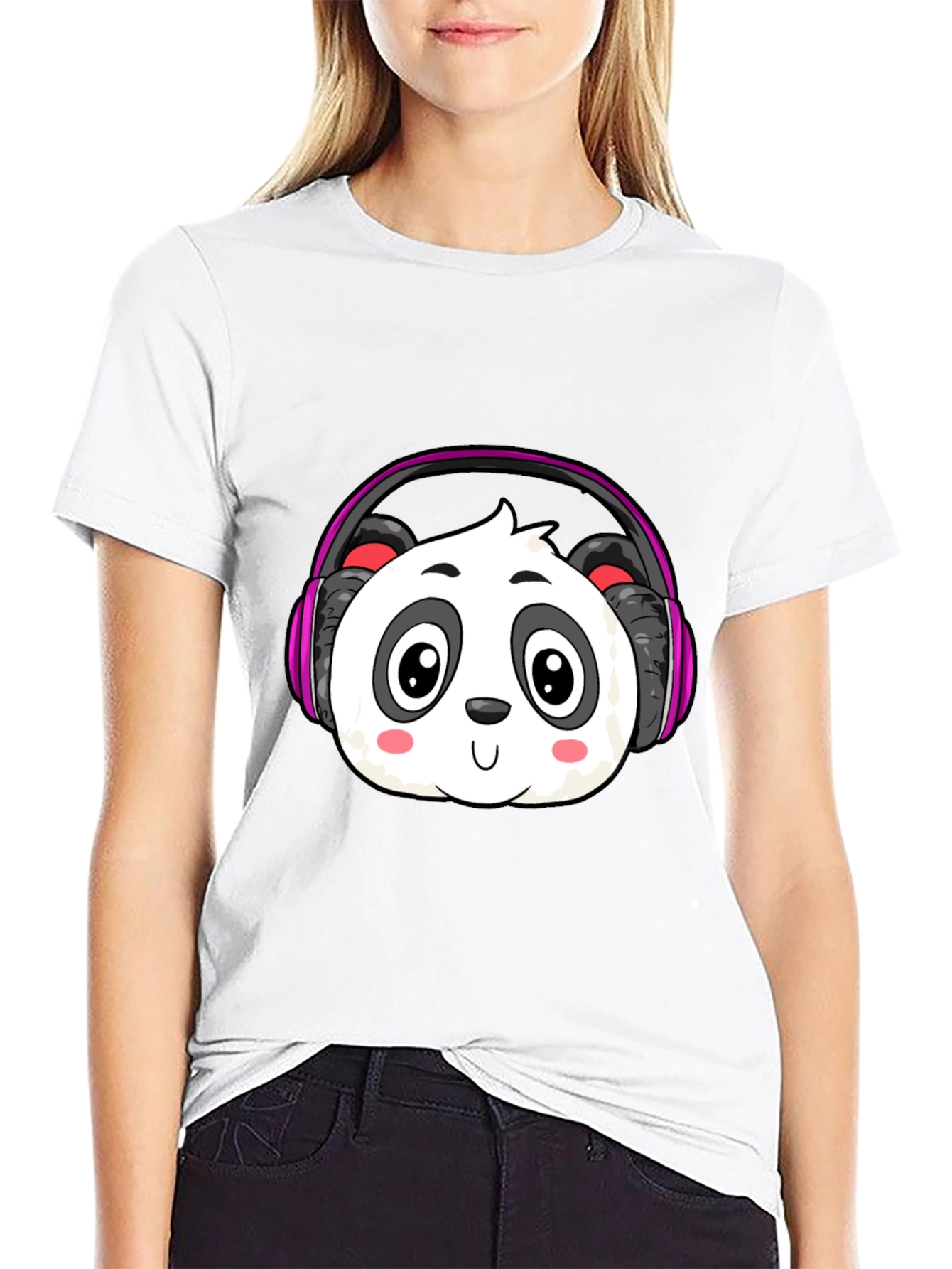 Cute Panda Headphones Graphic T-Shirt