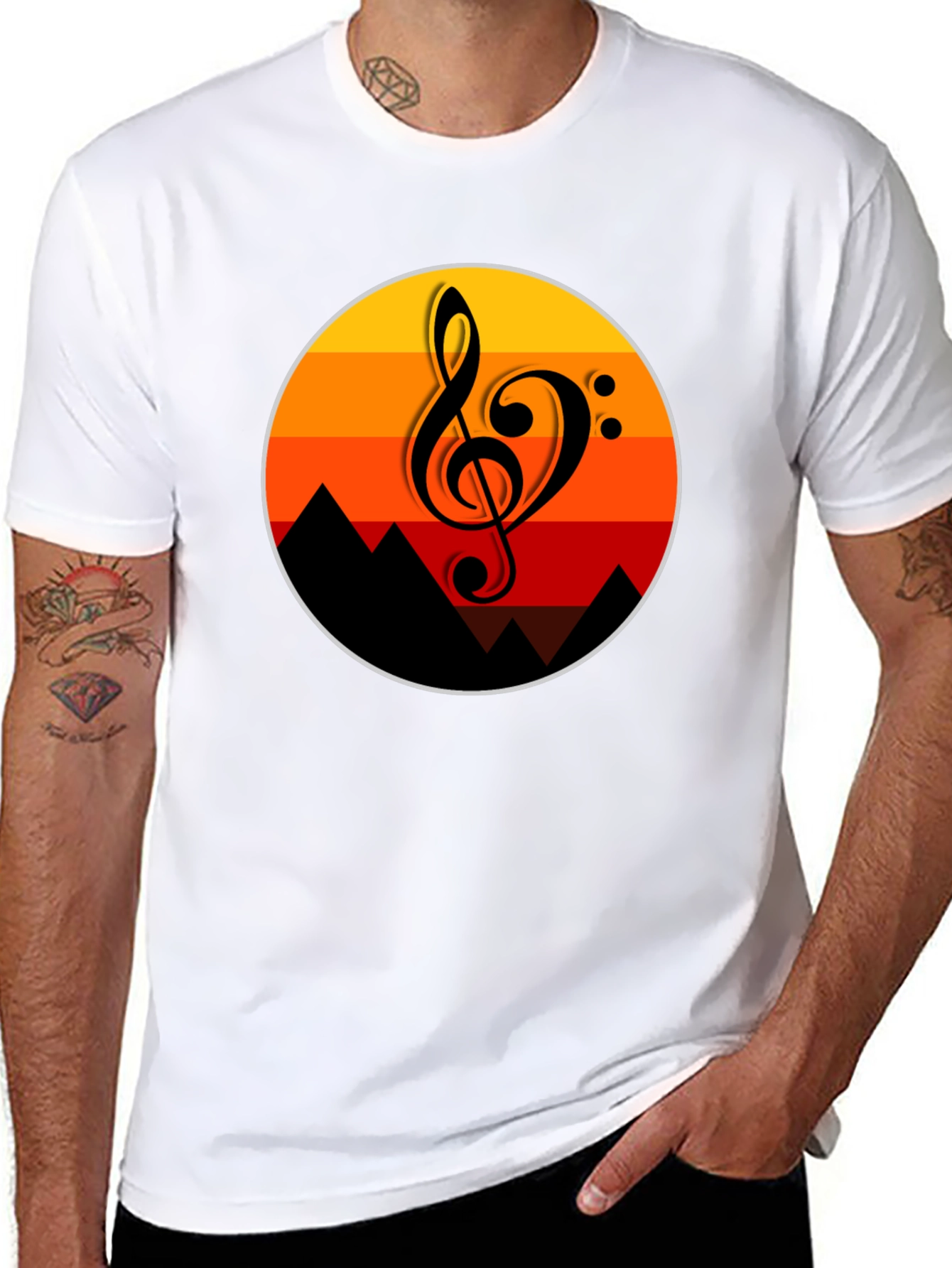 Sunset Music Note Graphic T-Shirt