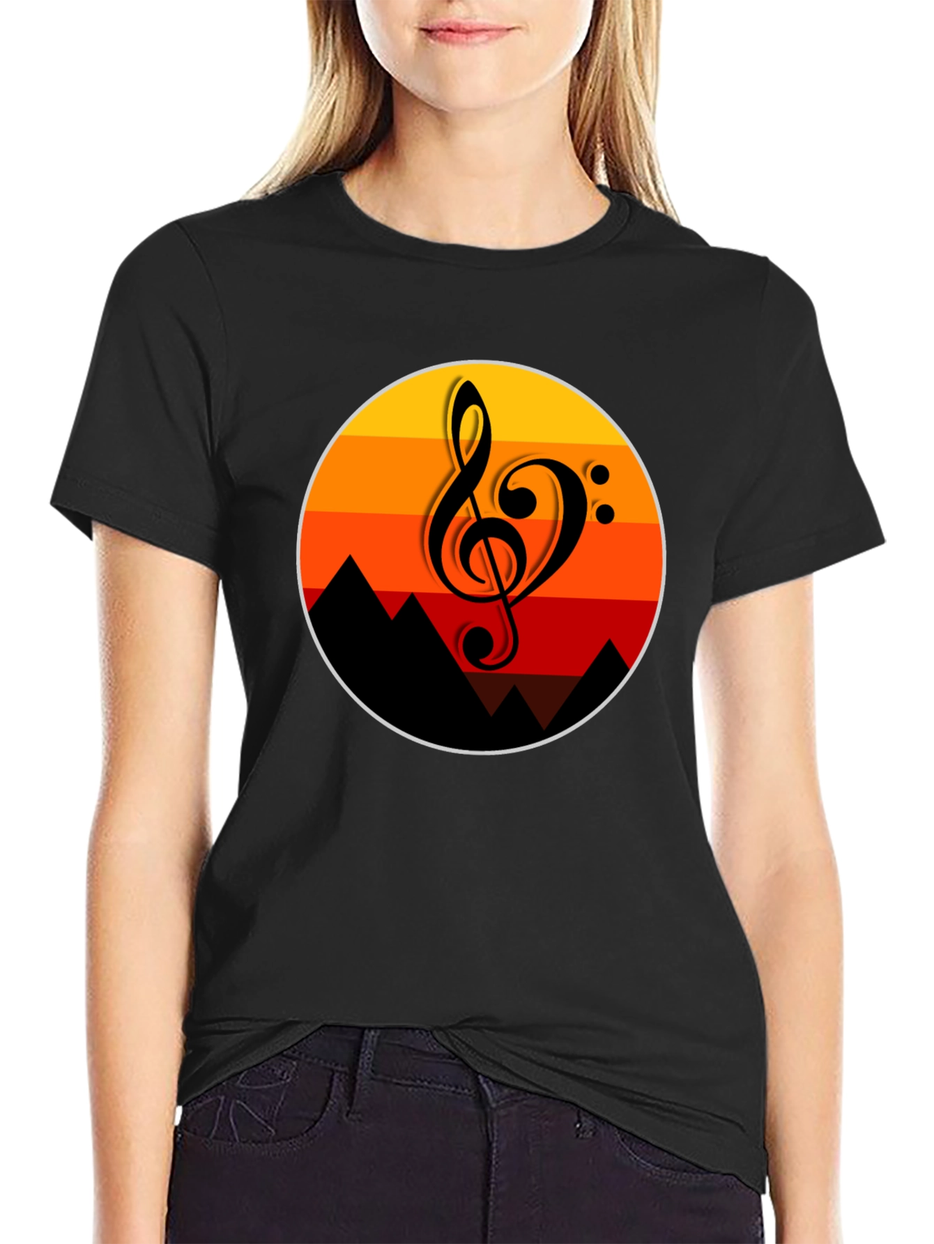 Sunset Music Note Graphic T-Shirt