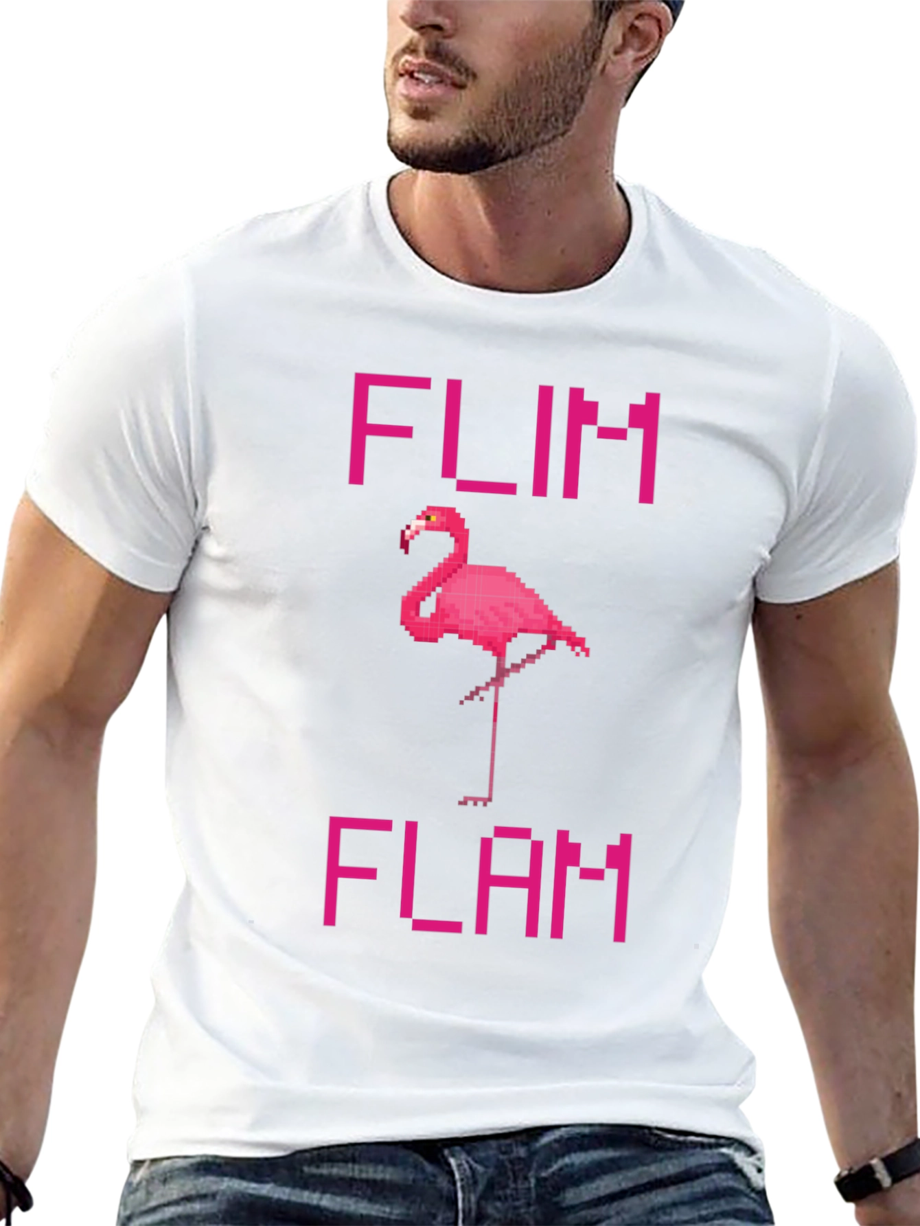Pixel Flamingo T-Shirt - Flim Flam Fun!