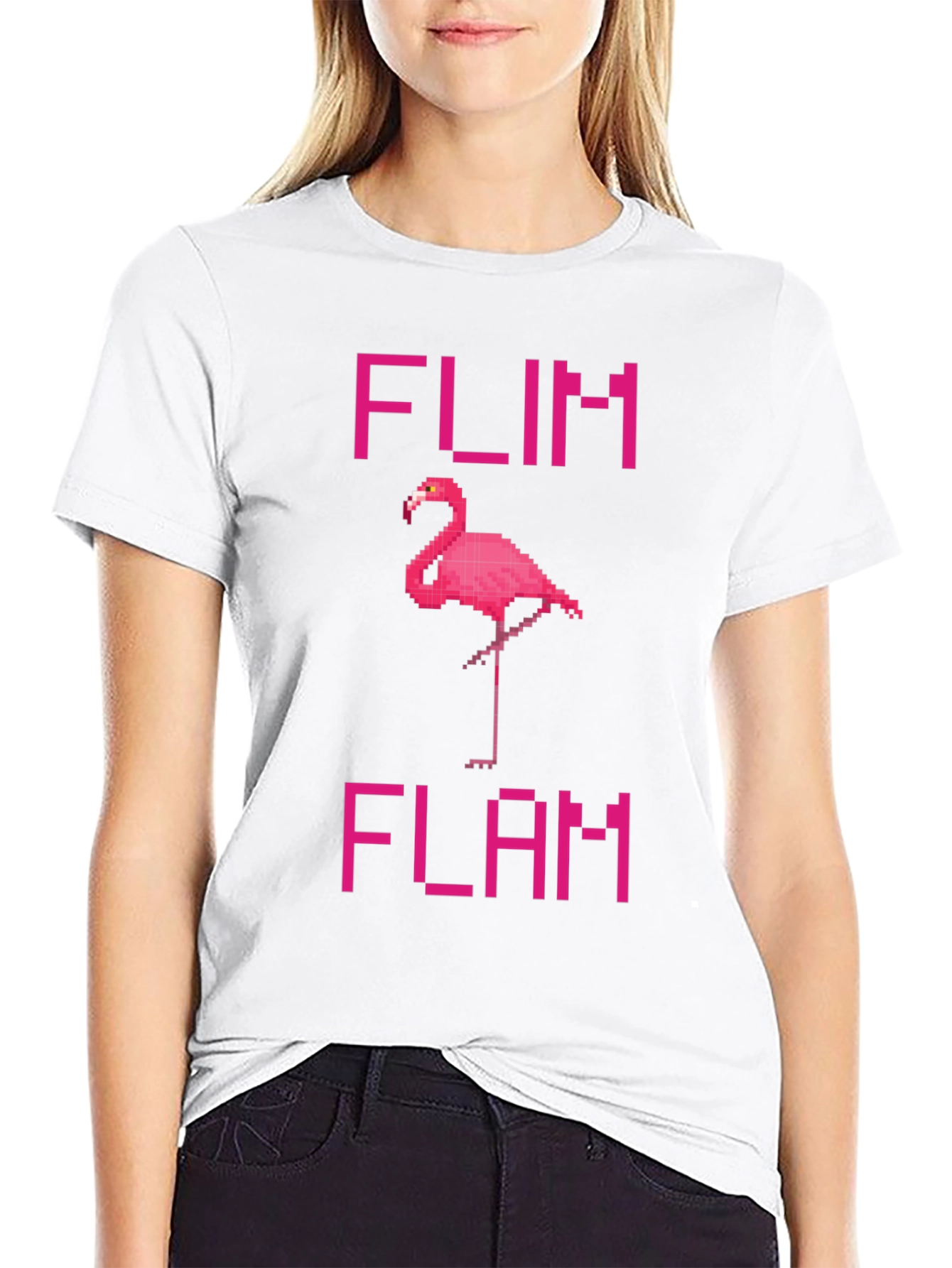 Pixel Flamingo T-Shirt - Flim Flam Fun!