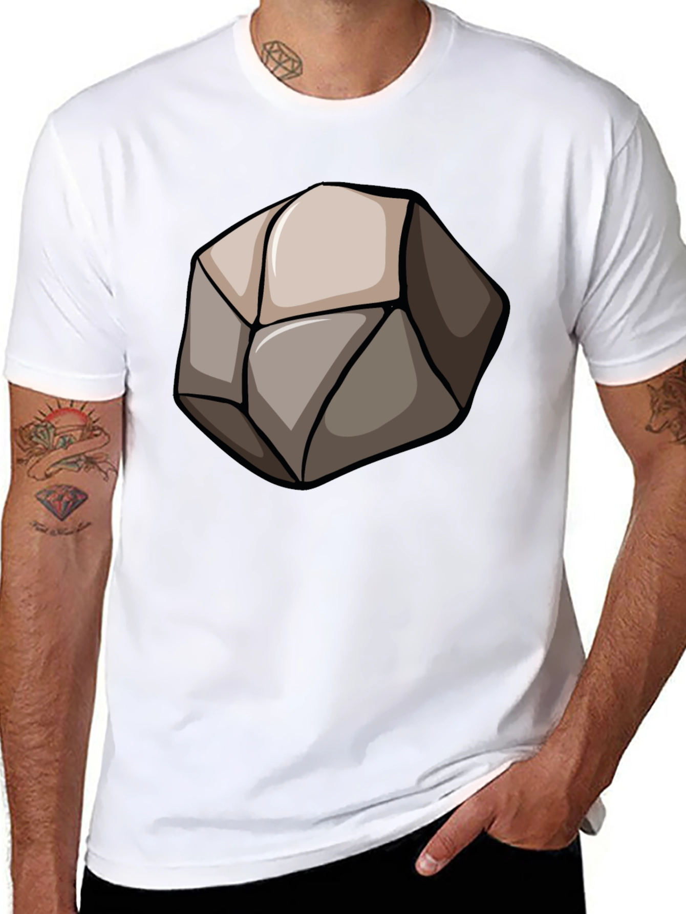Stone Graphic Black T-Shirt - Unique Design