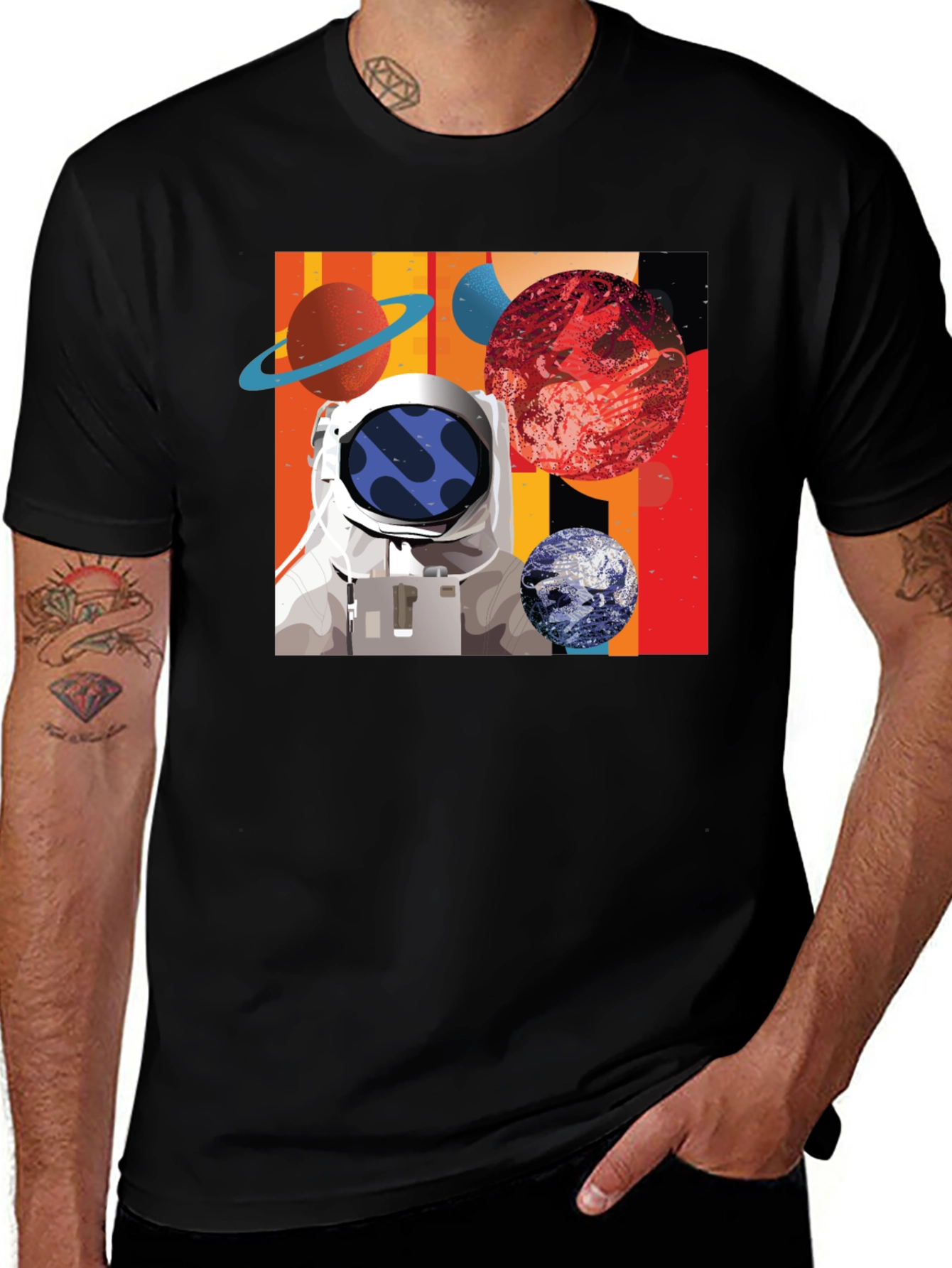 Astronaut Space Graphic Black T-Shirt