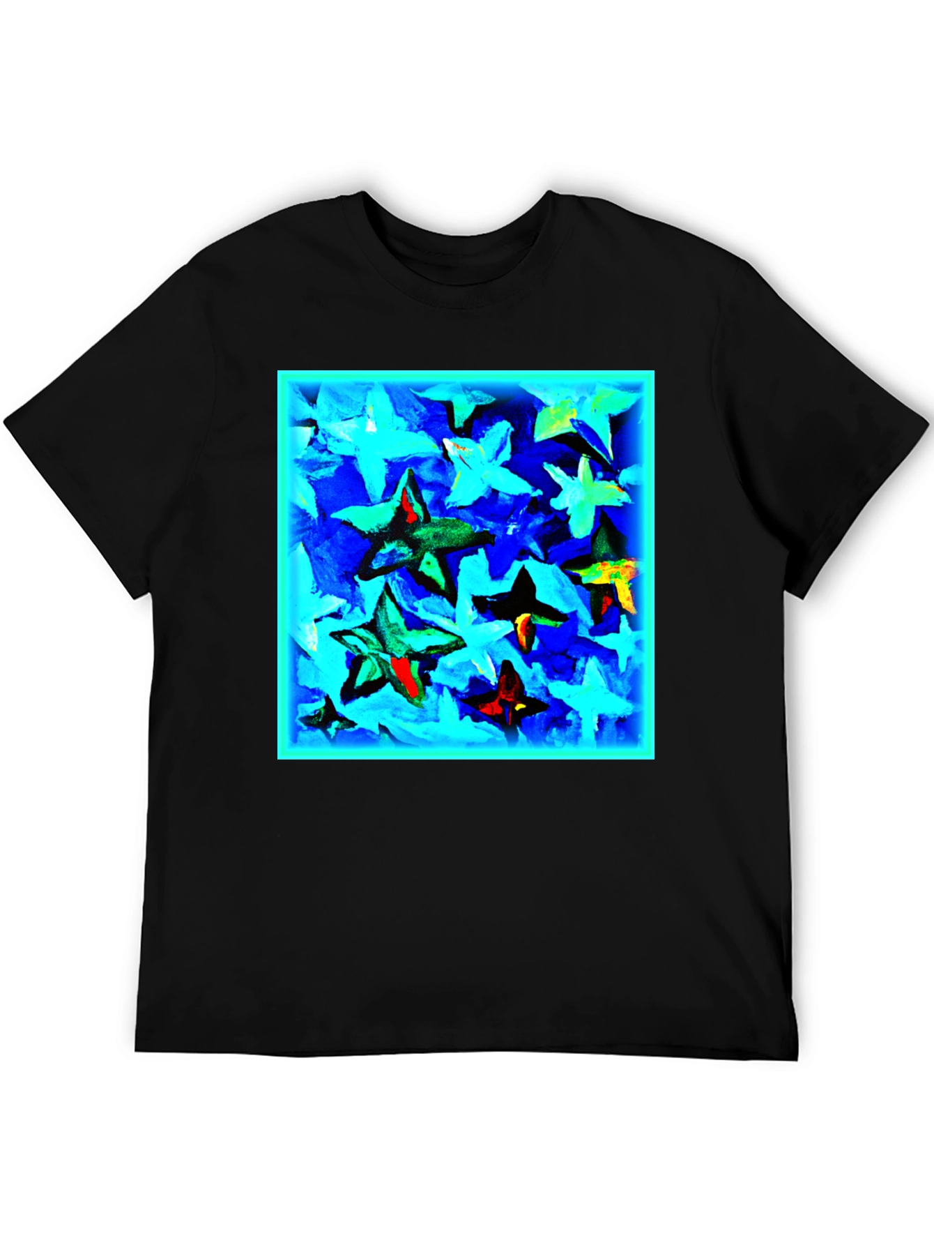 Abstract Star Print Black T-Shirt