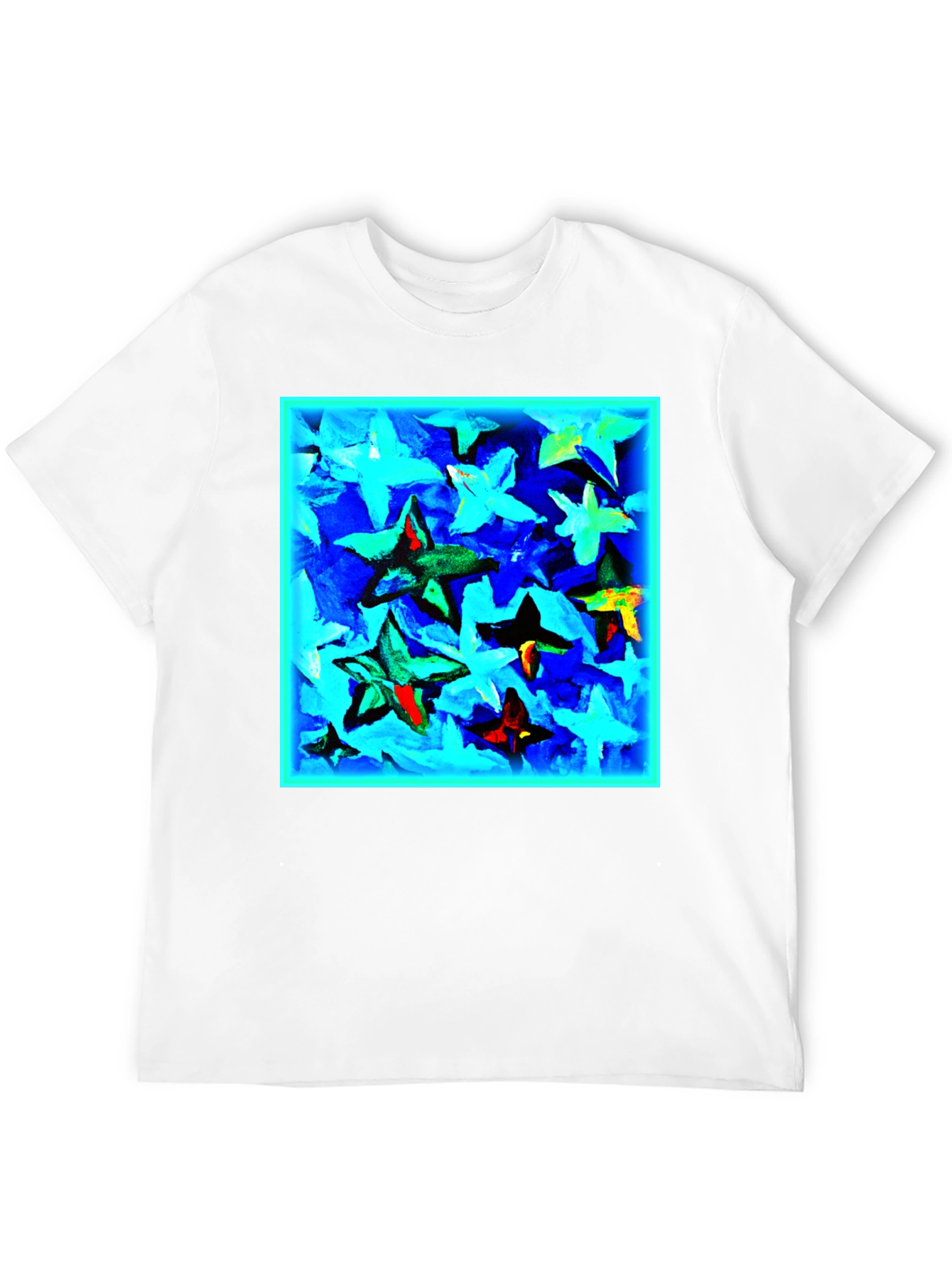 Abstract Star Print Black T-Shirt