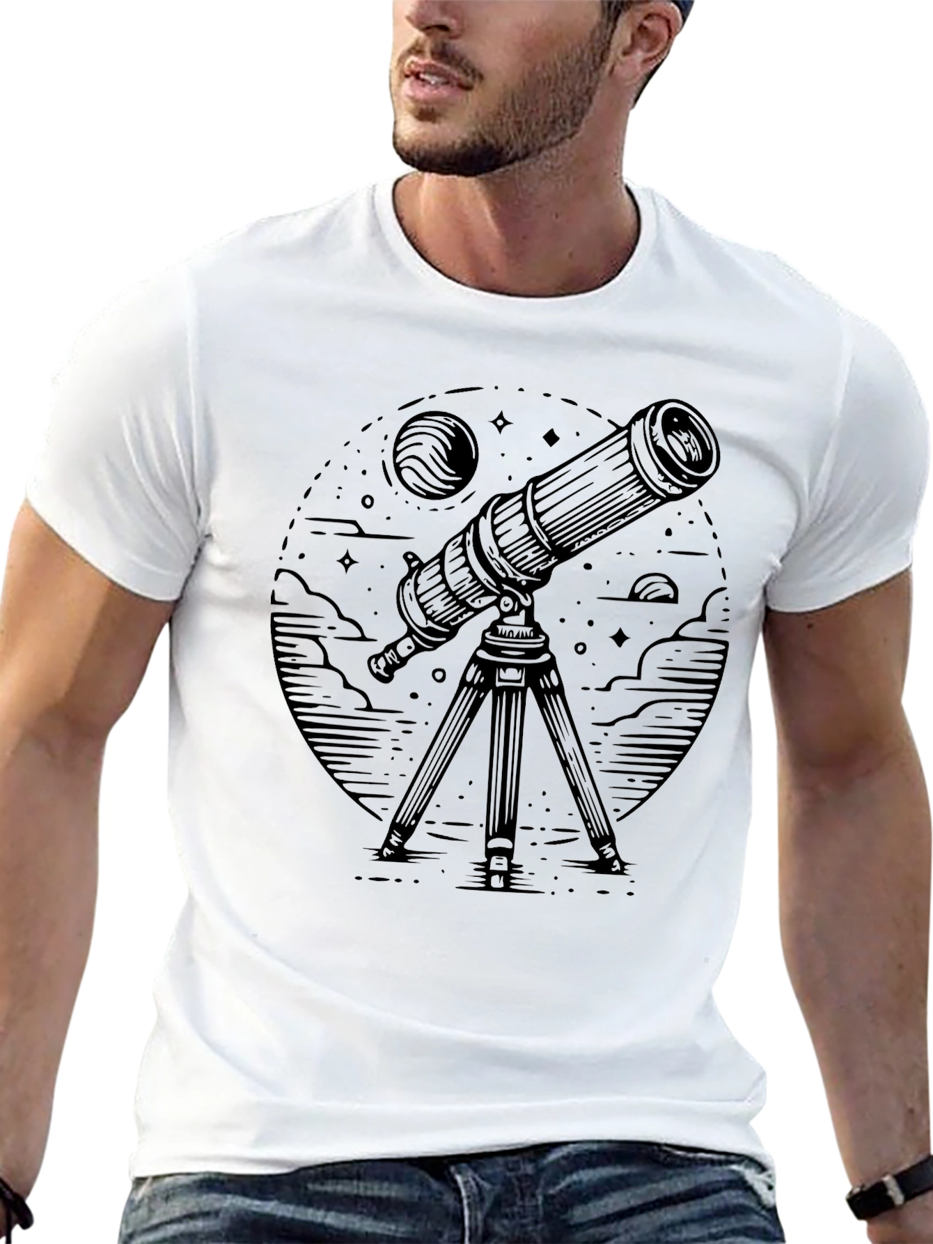 Astronomy Telescope Graphic Tee - Black