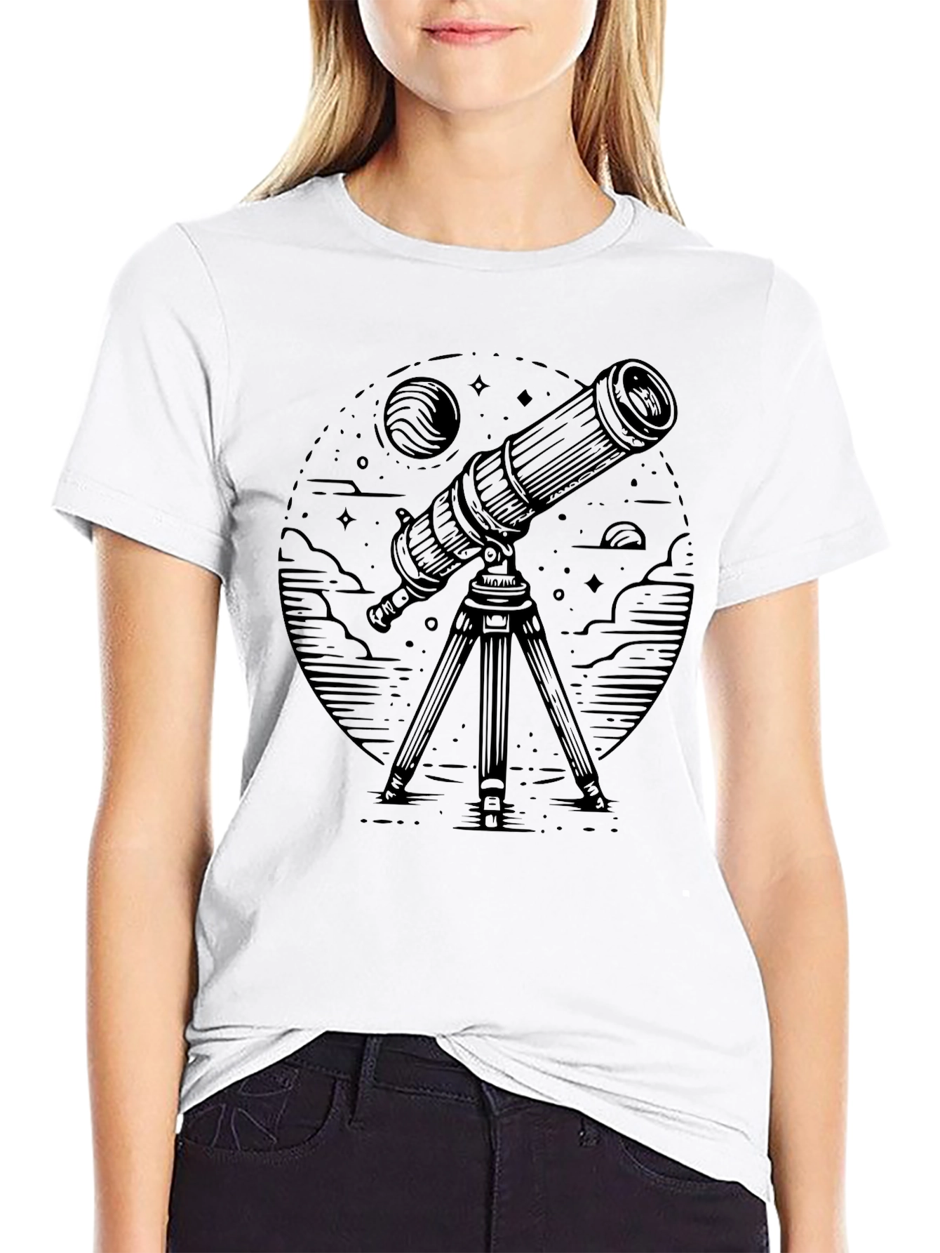 Astronomy Telescope Graphic Tee - Black