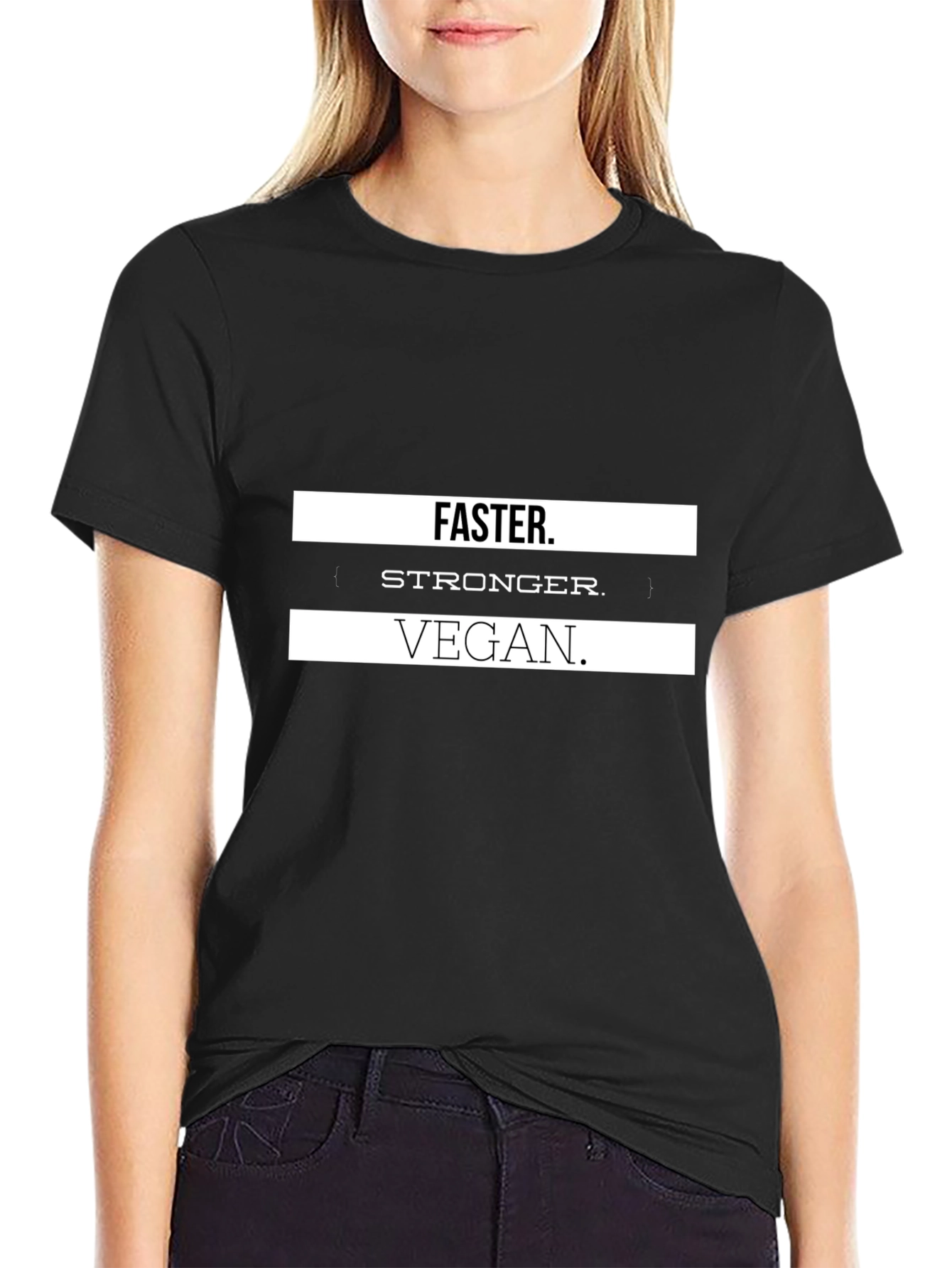 Vegan Stronger Faster T-Shirt - Black