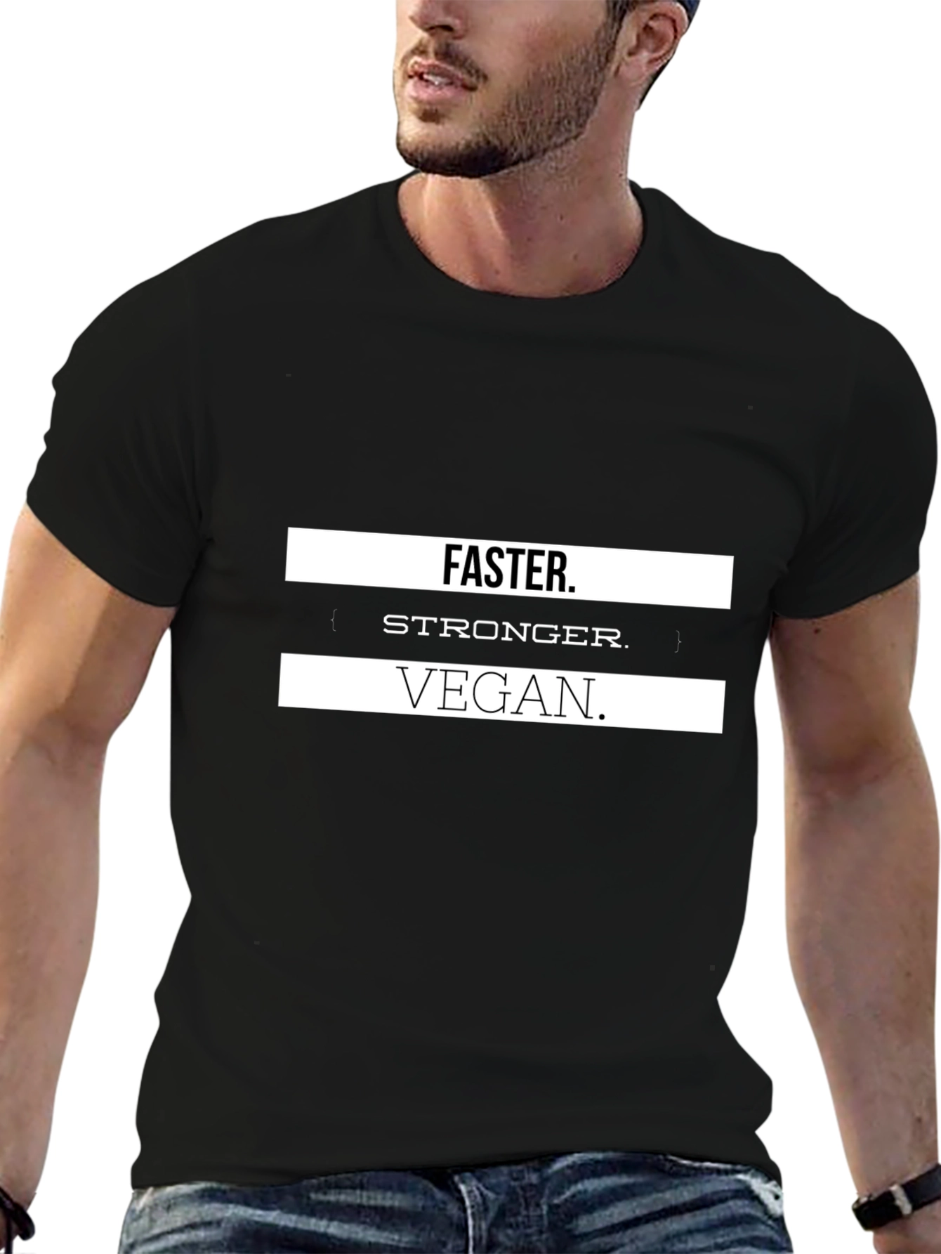 Vegan Stronger Faster T-Shirt - Black