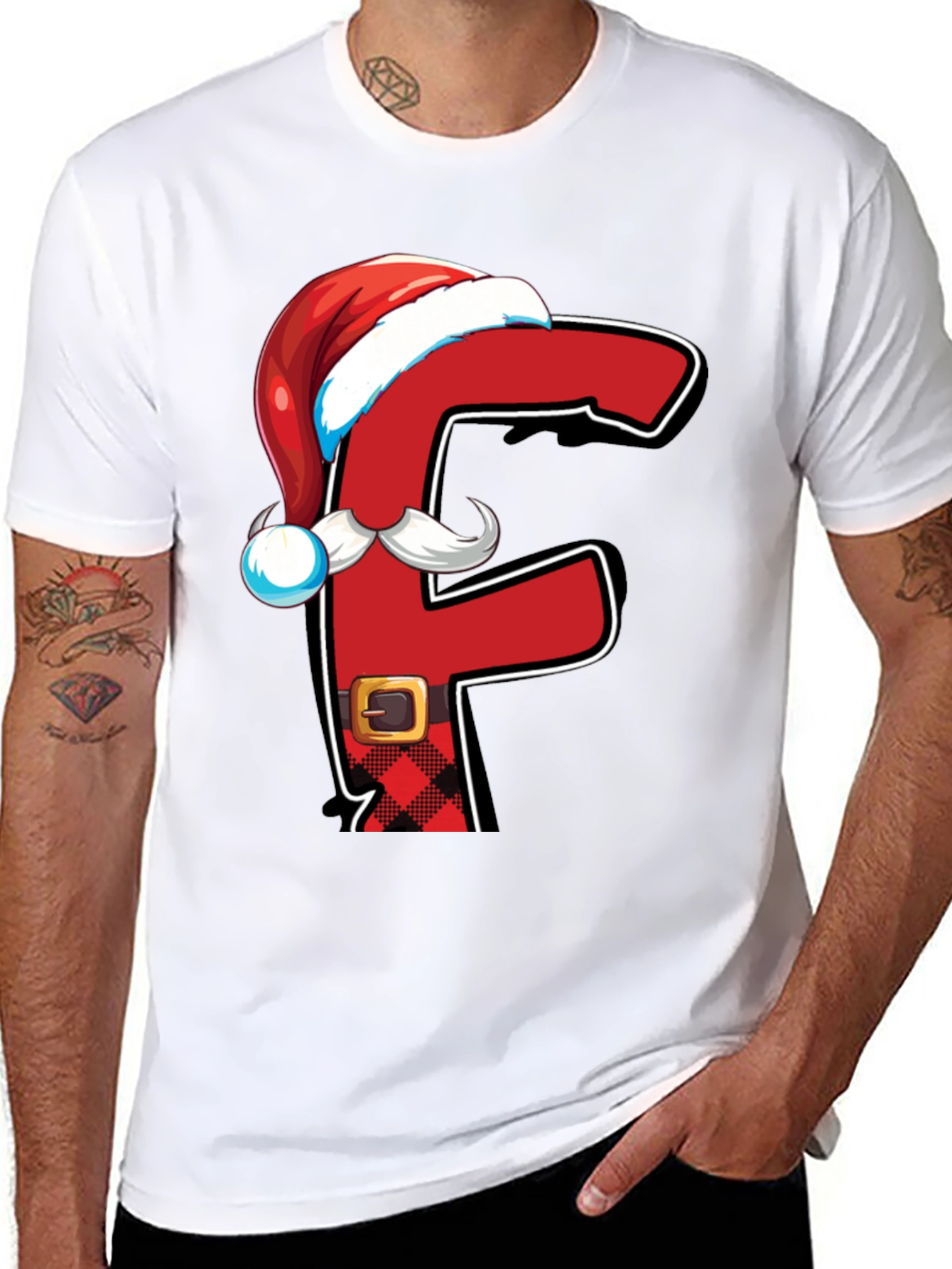 Festive Alphabet Letter F Santa T-Shirt