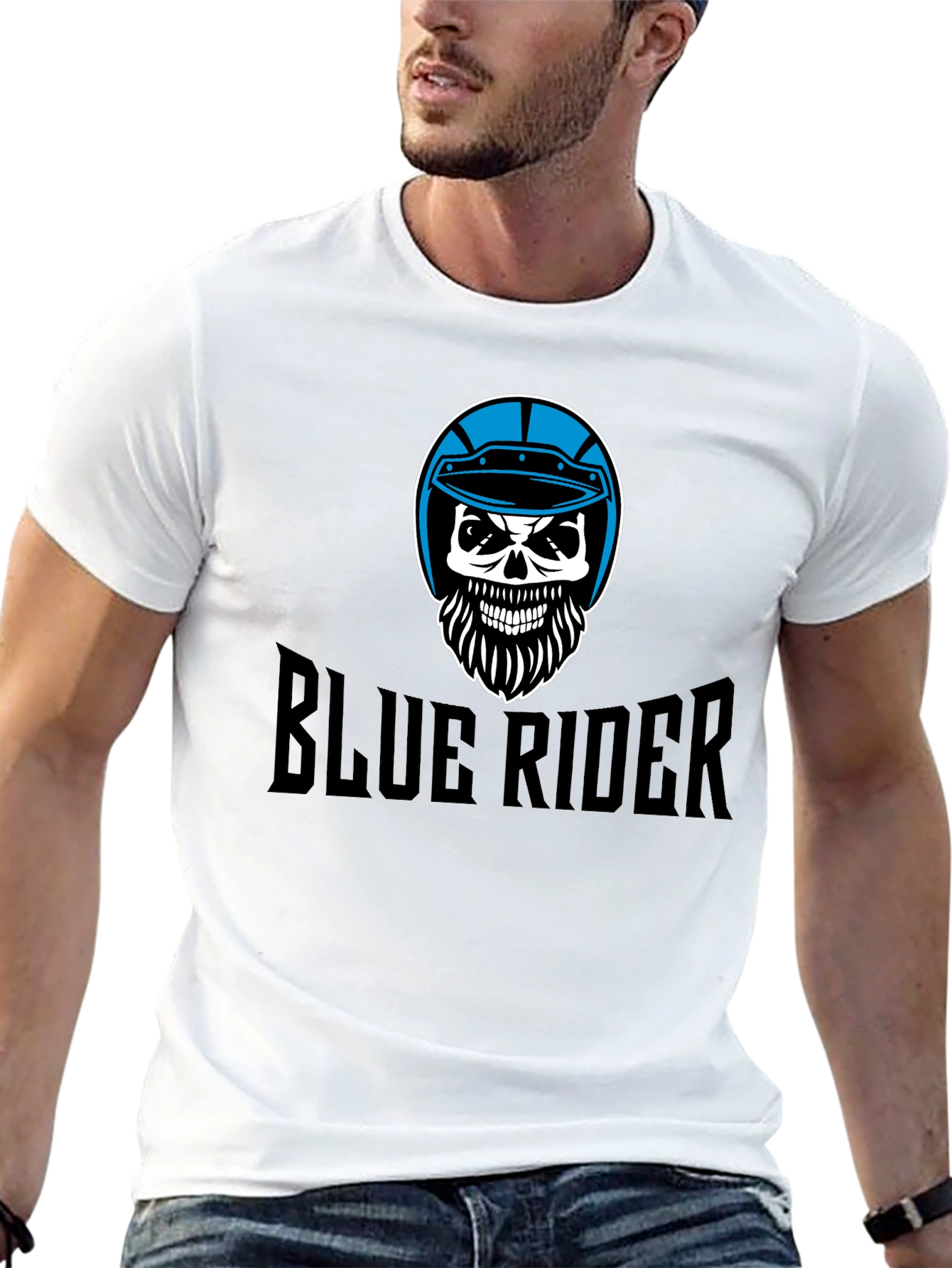 Blue Rider Skull T-Shirt - Black Graphic Tee