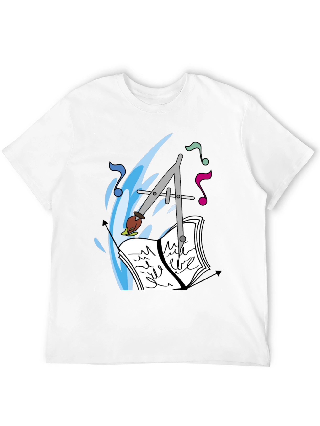 Artistic Tee: Compass Brush & Musical Notes