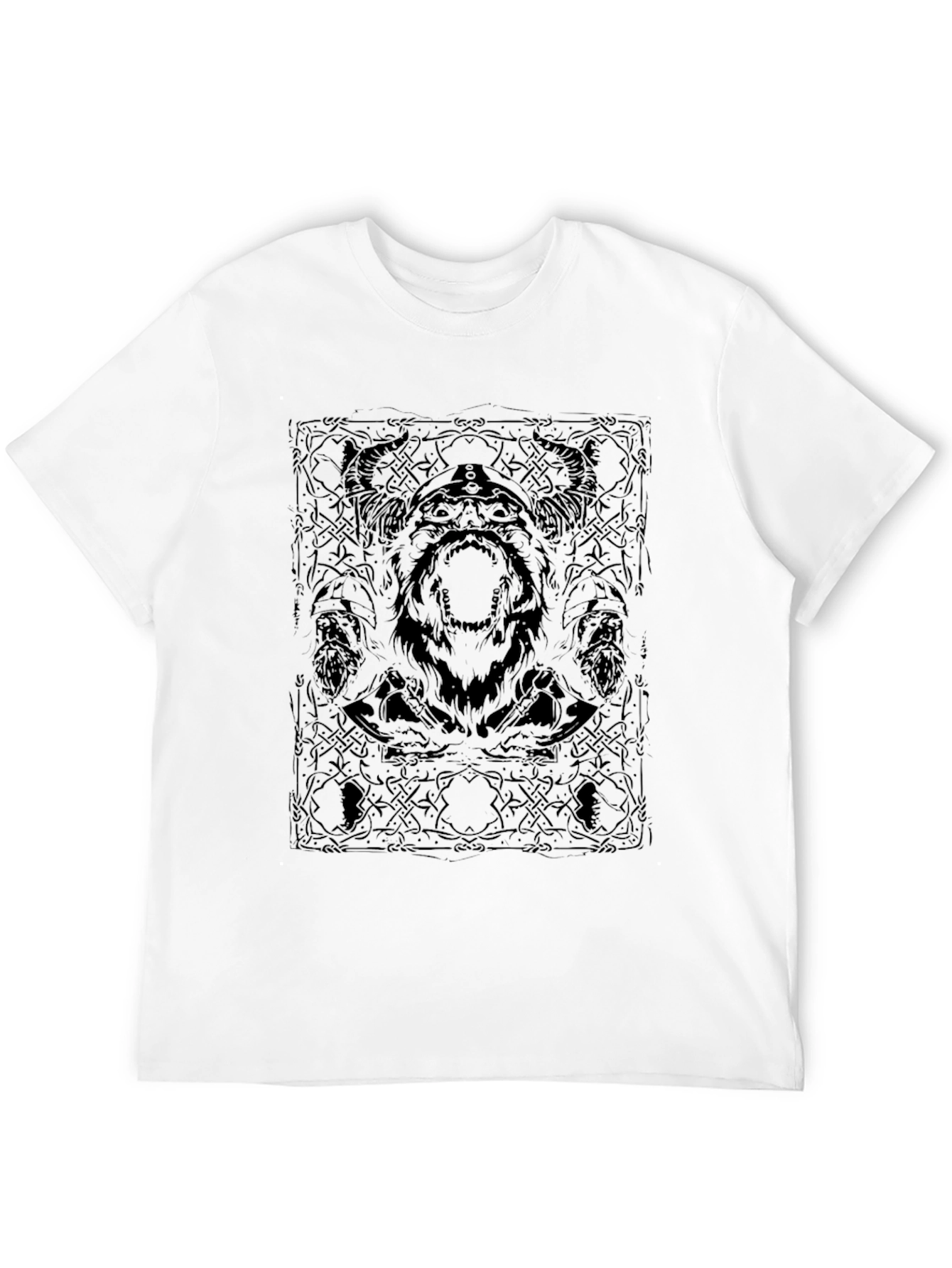 Viking Warrior Graphic Print Black T-Shirt