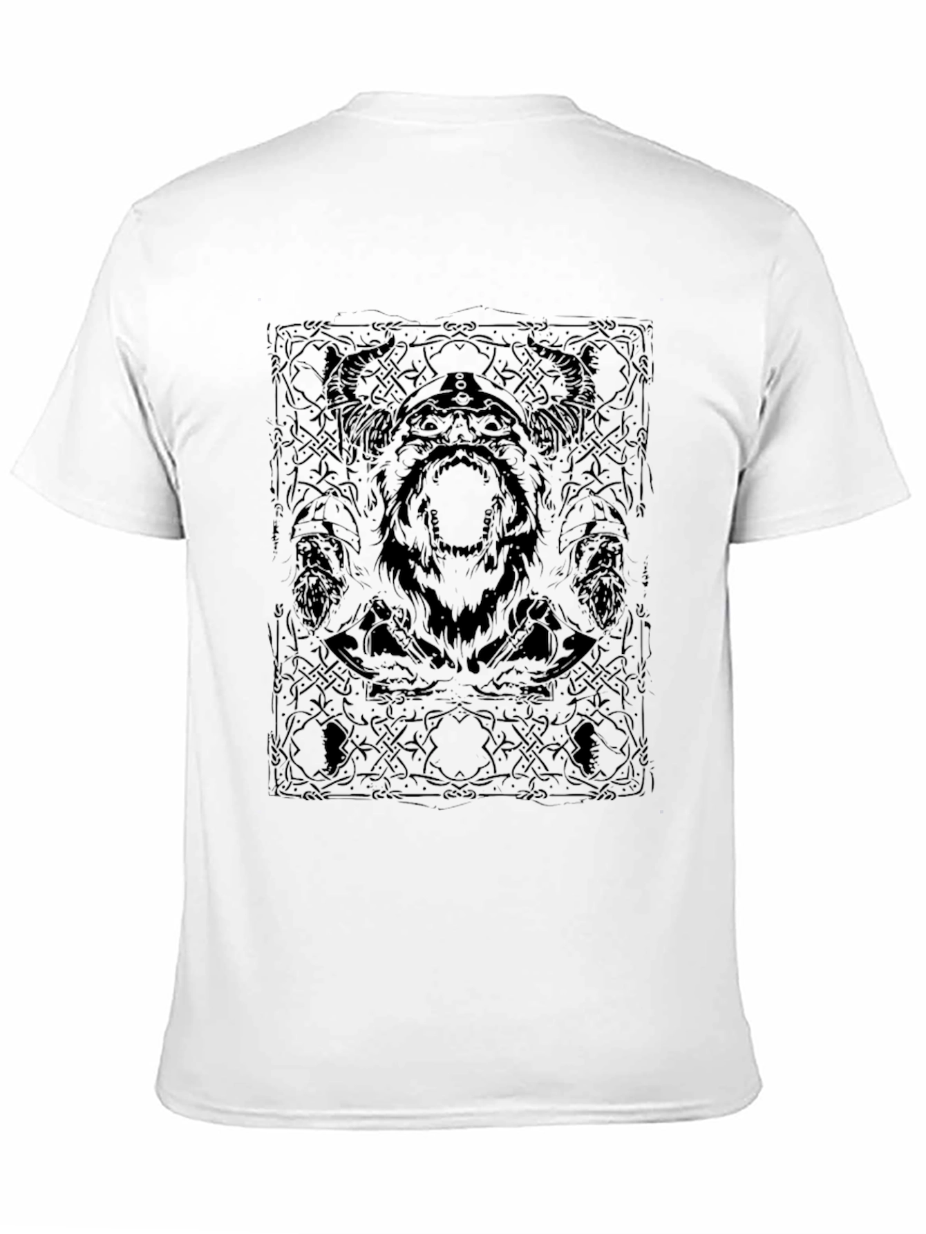 Viking Warrior Graphic Print Black T-Shirt