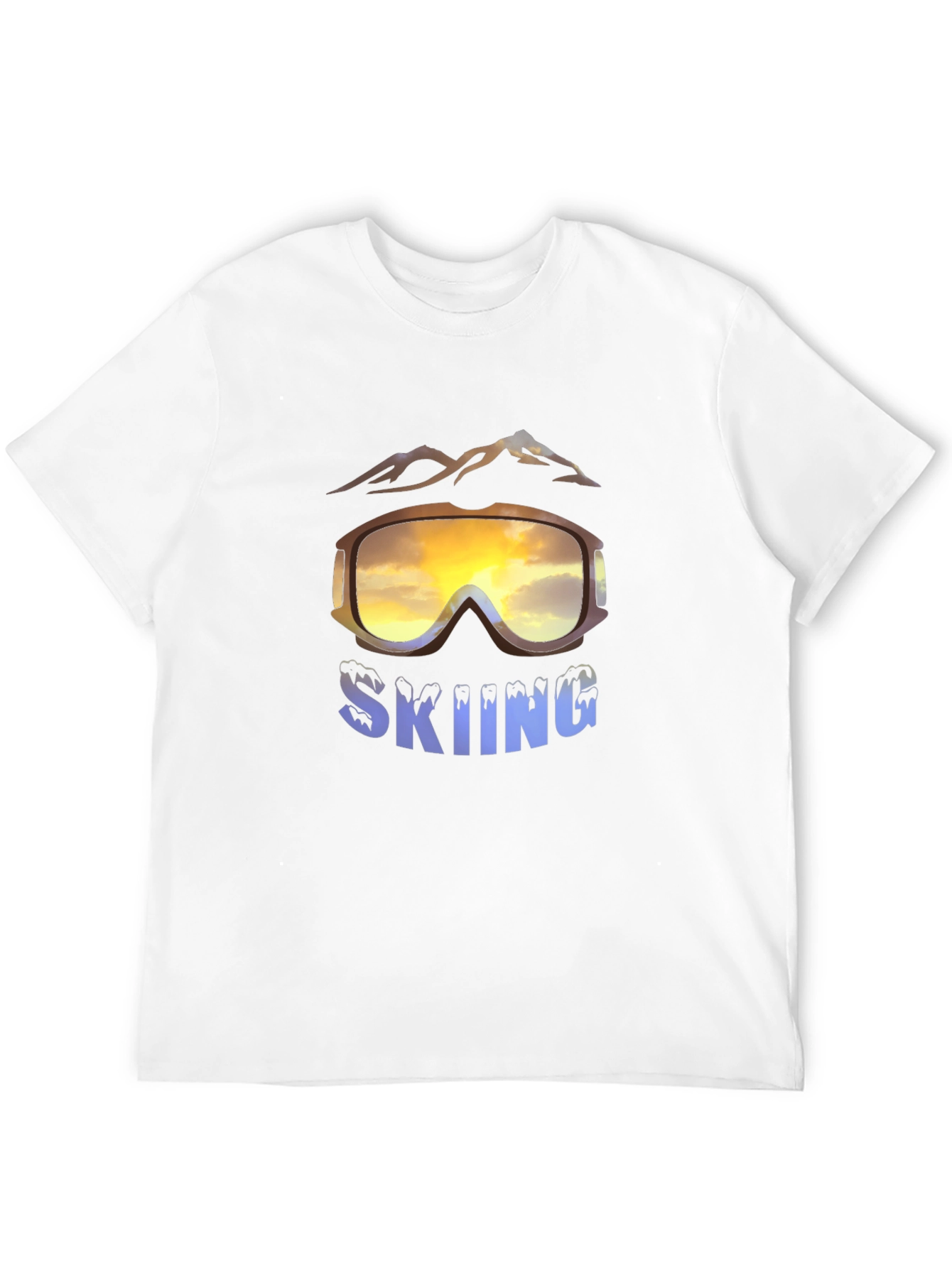 Mens Skiing Goggles Graphic Black T-Shirt