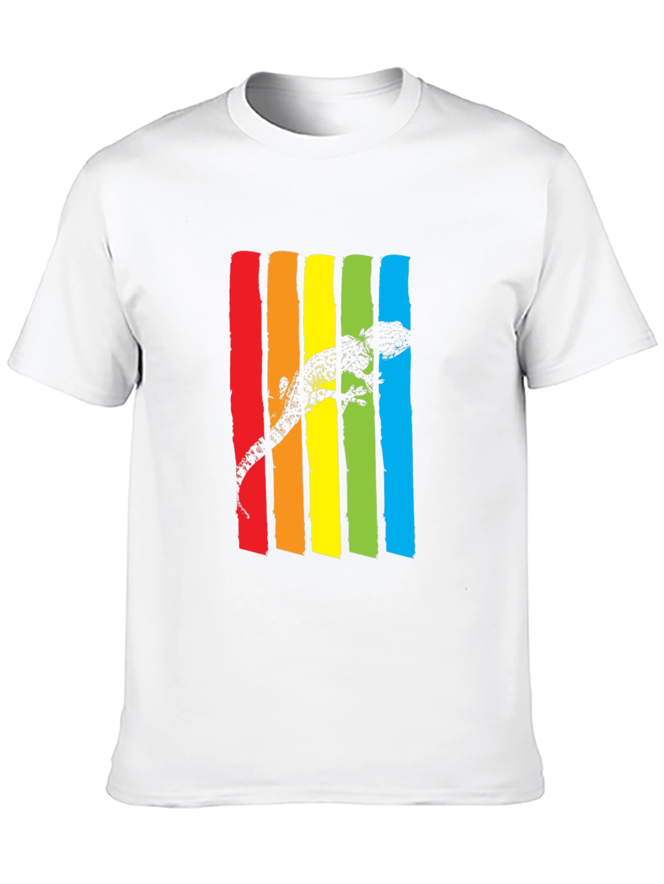 Lizard Rainbow Stripe Graphic Tee - Mens Black T-Shirt