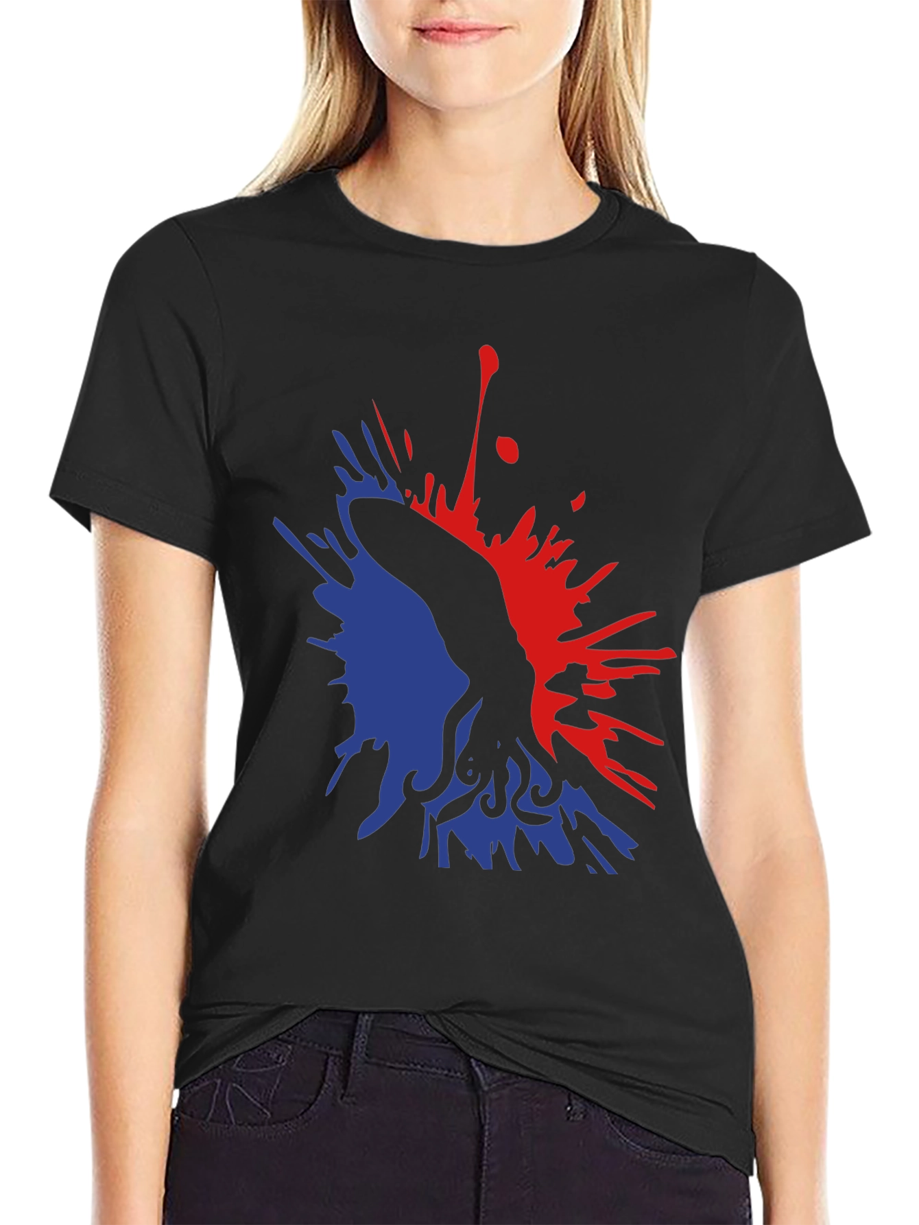 Abstract Octopus Ink Splatter Graphic Tee - Black