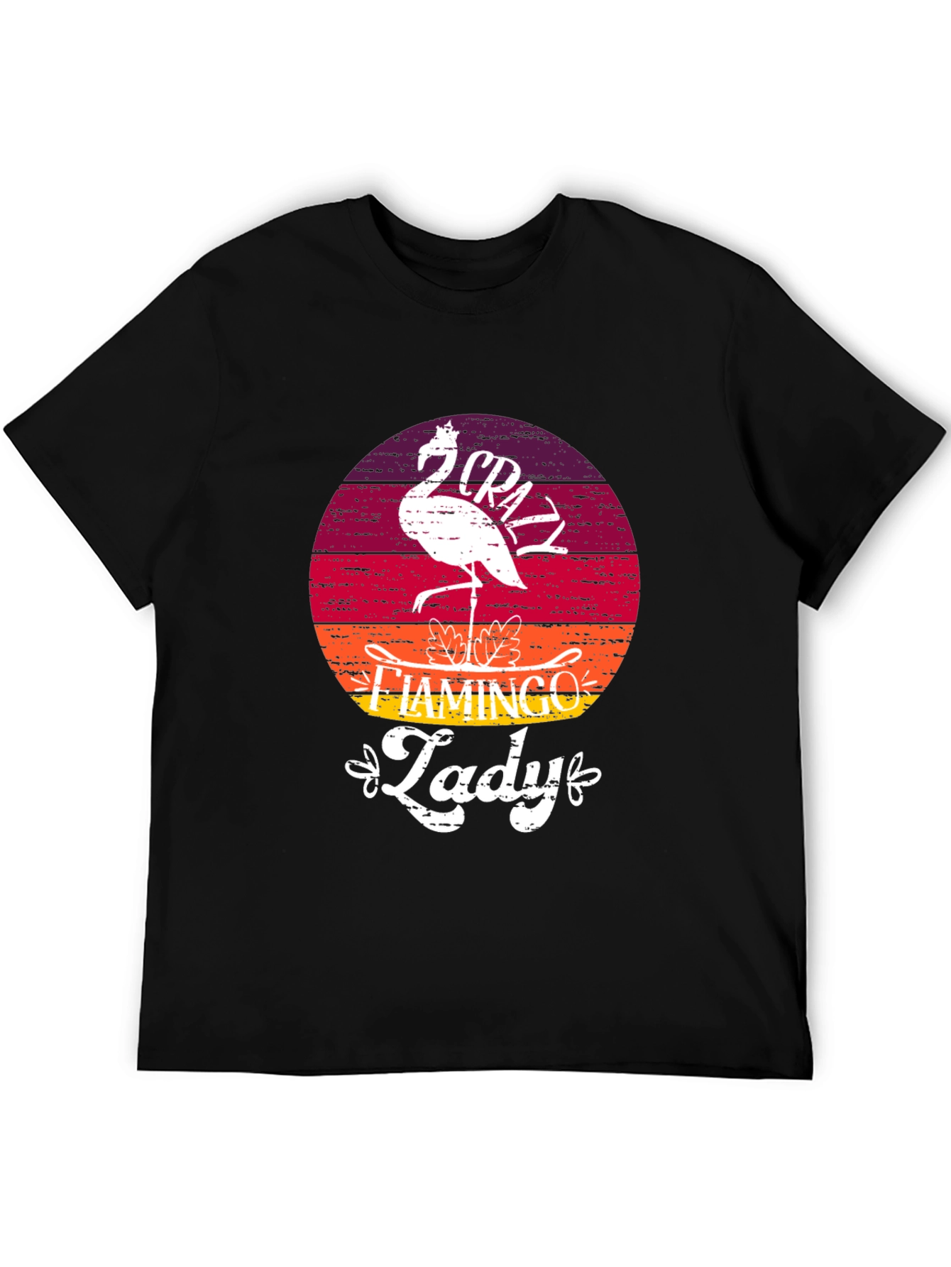 Crazy Flamingo Lady T-Shirt - Black
