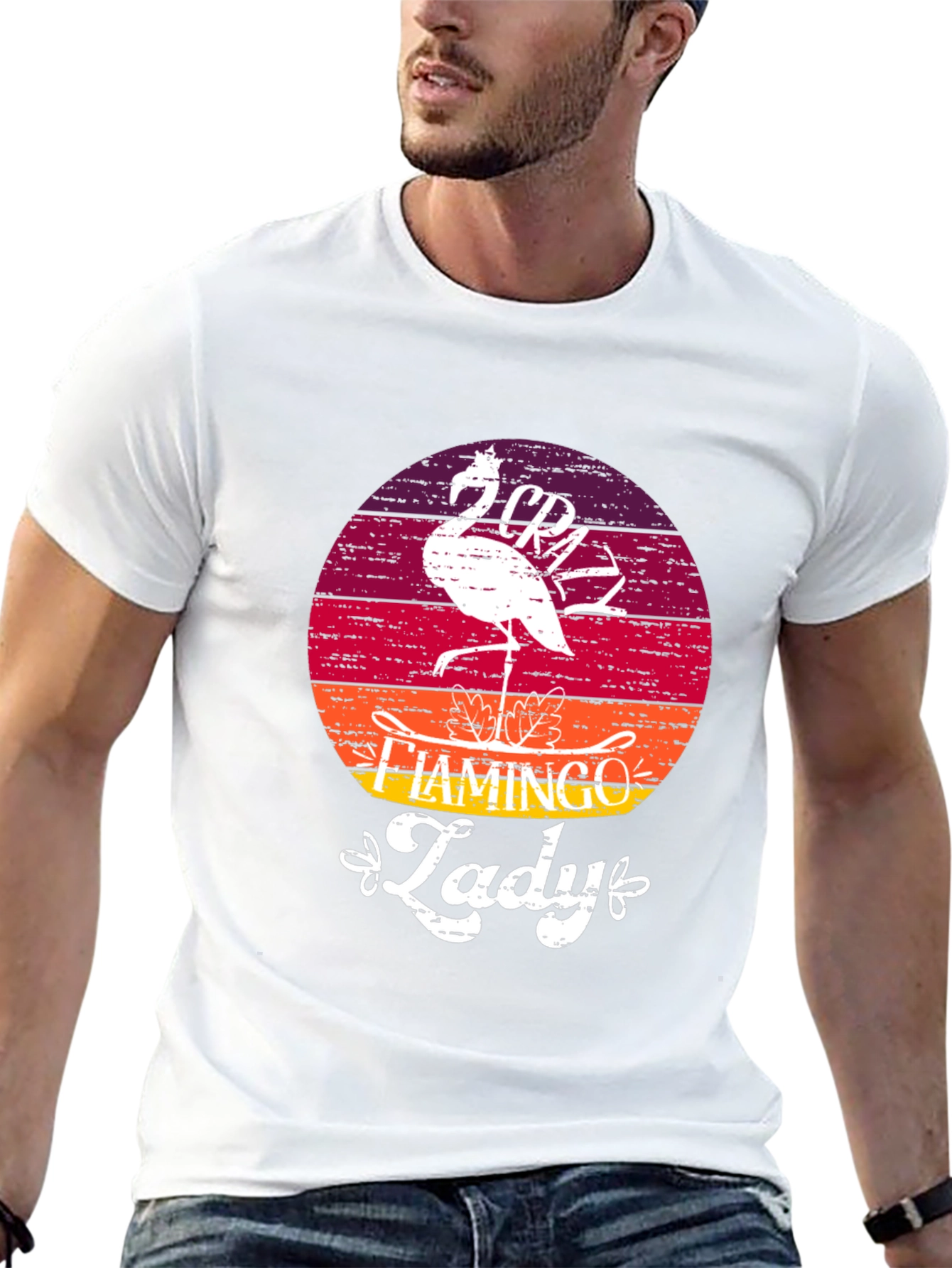 Crazy Flamingo Lady T-Shirt - Black