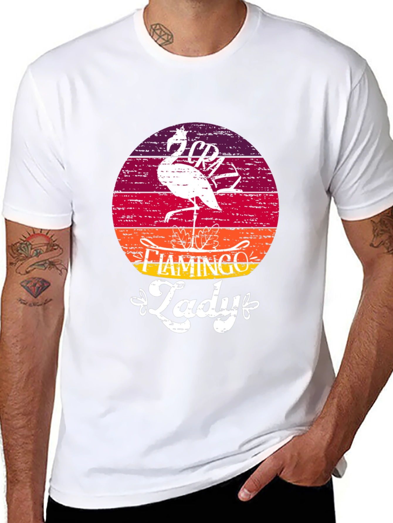 Crazy Flamingo Lady T-Shirt - Black
