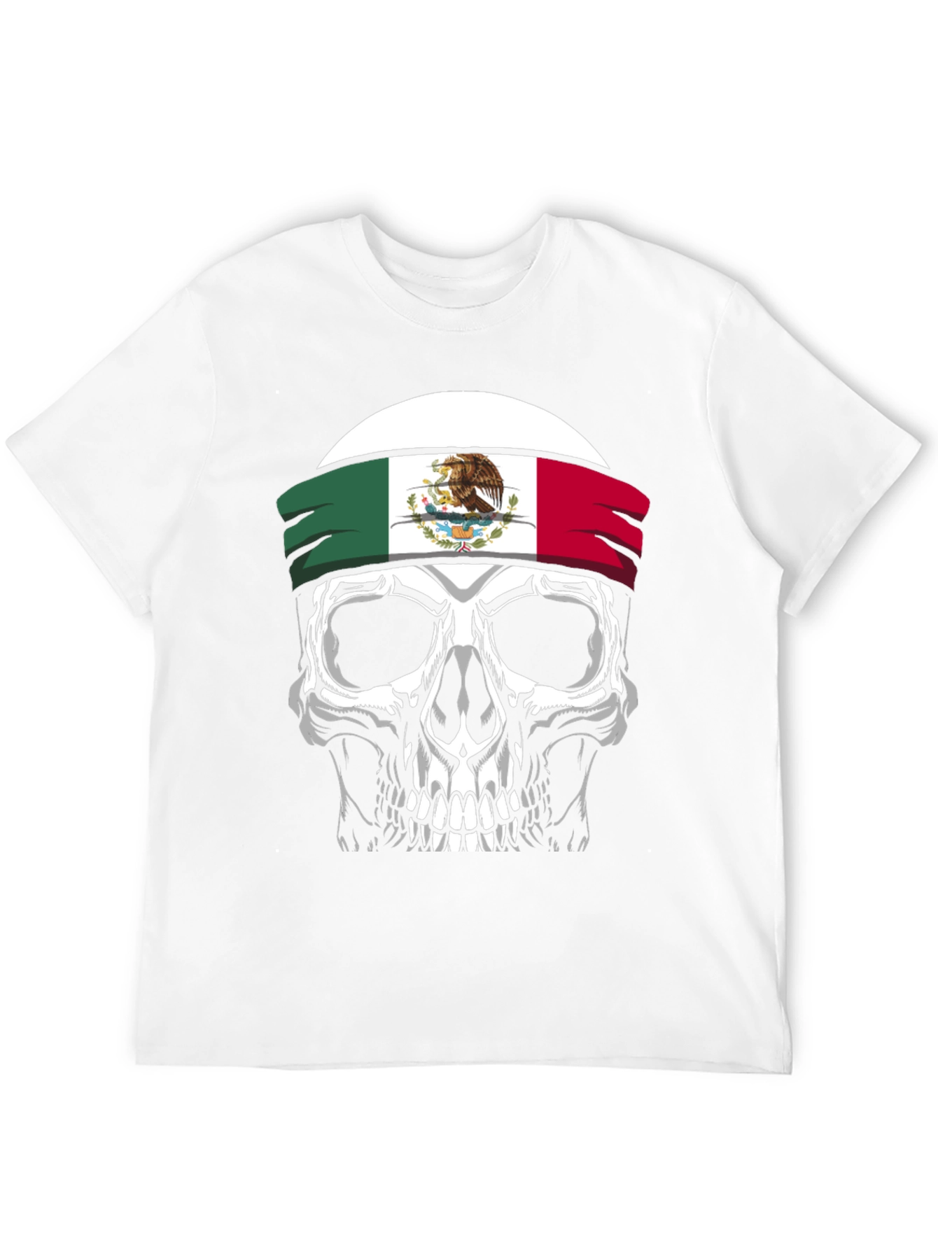 Mexican Flag Skull Graphic T-Shirt - Black