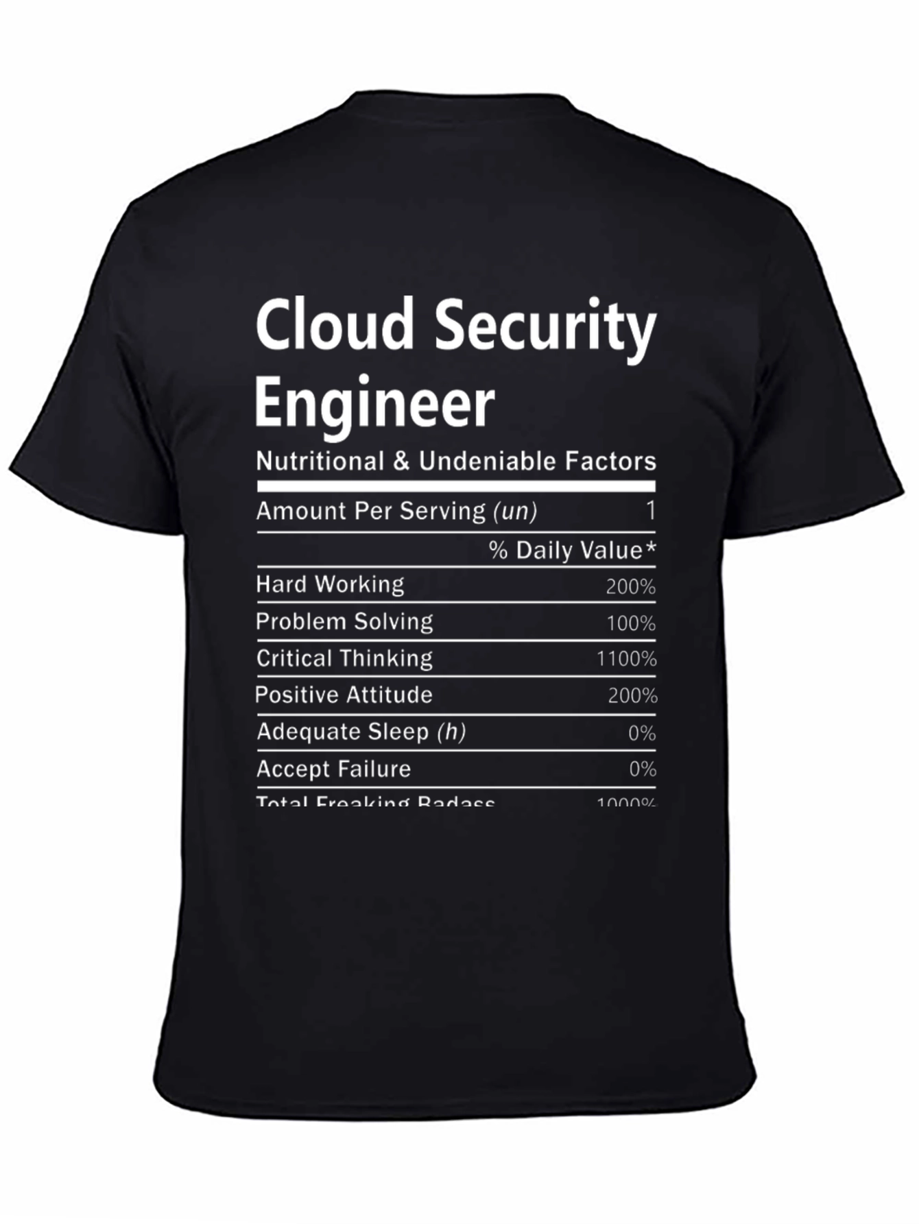 Cloud Security Engineer Nutrition Facts T-Shirt
