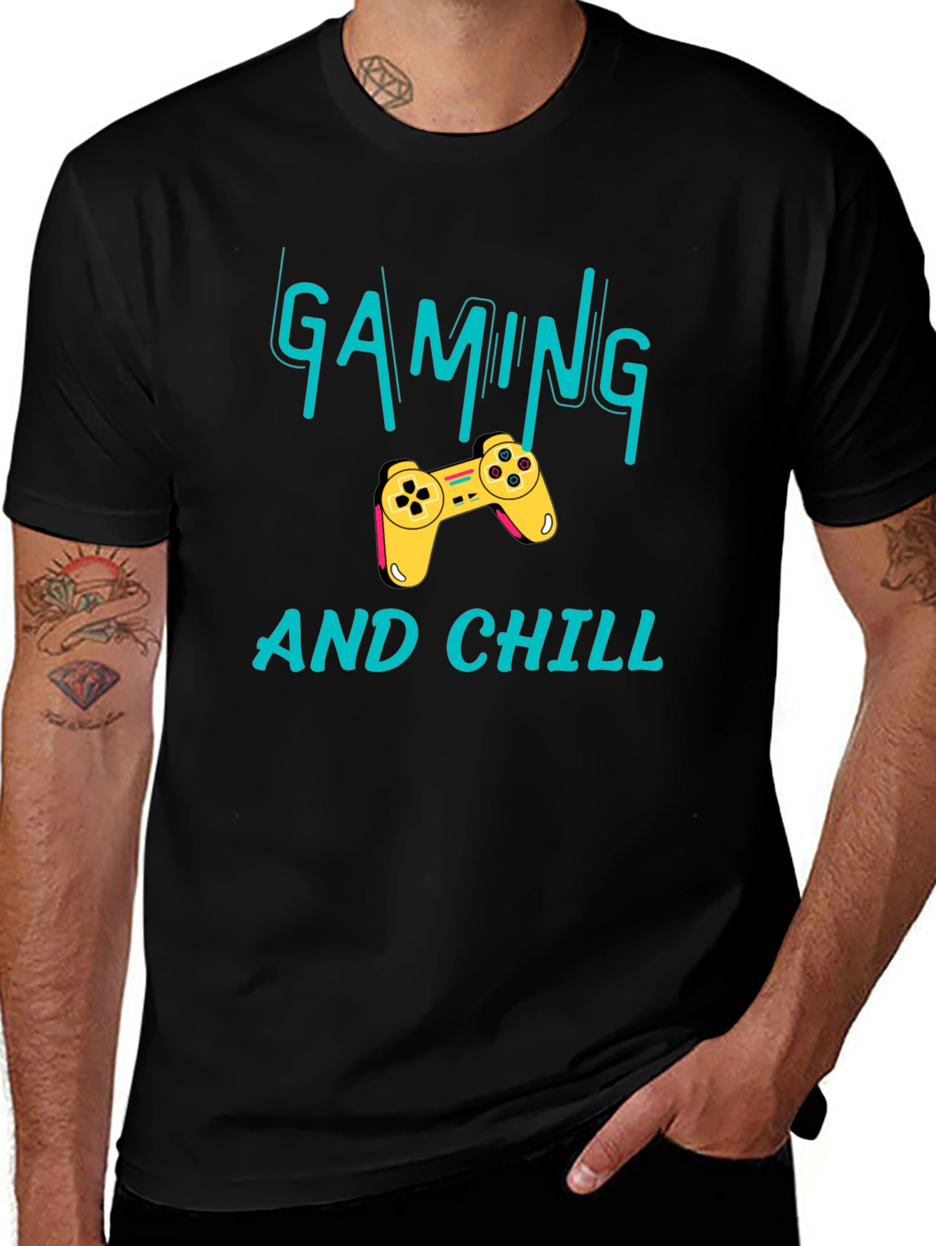 Gaming and Chill Black T-Shirt - Gamer Apparel