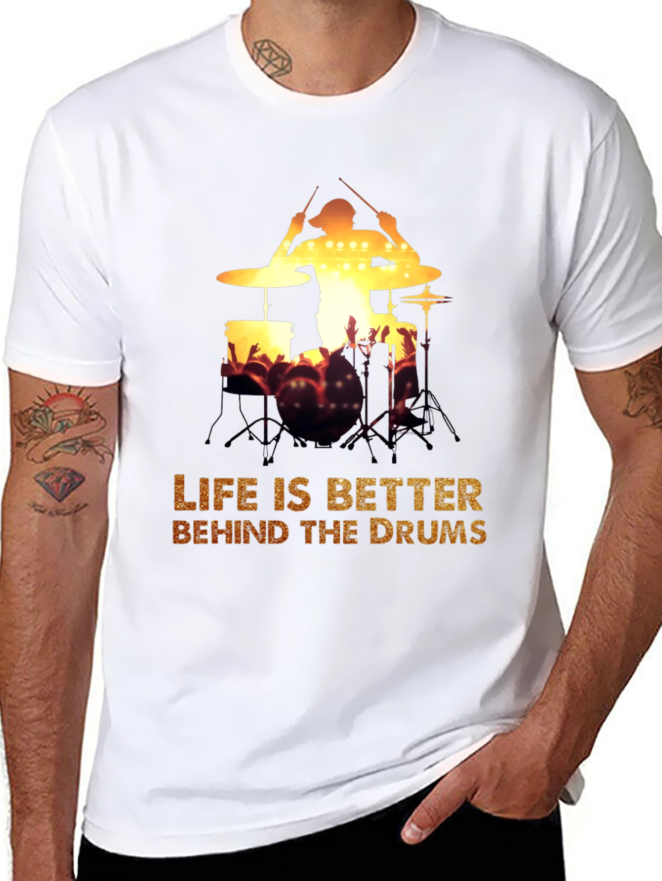 Drummer Silhouette Graphic Tee - Music Lover T-Shirt
