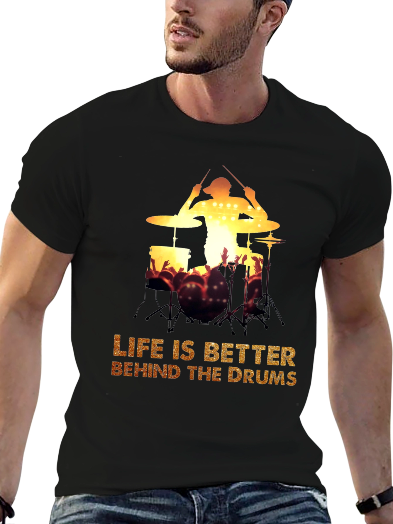 Drummer Silhouette Graphic Tee - Music Lover T-Shirt