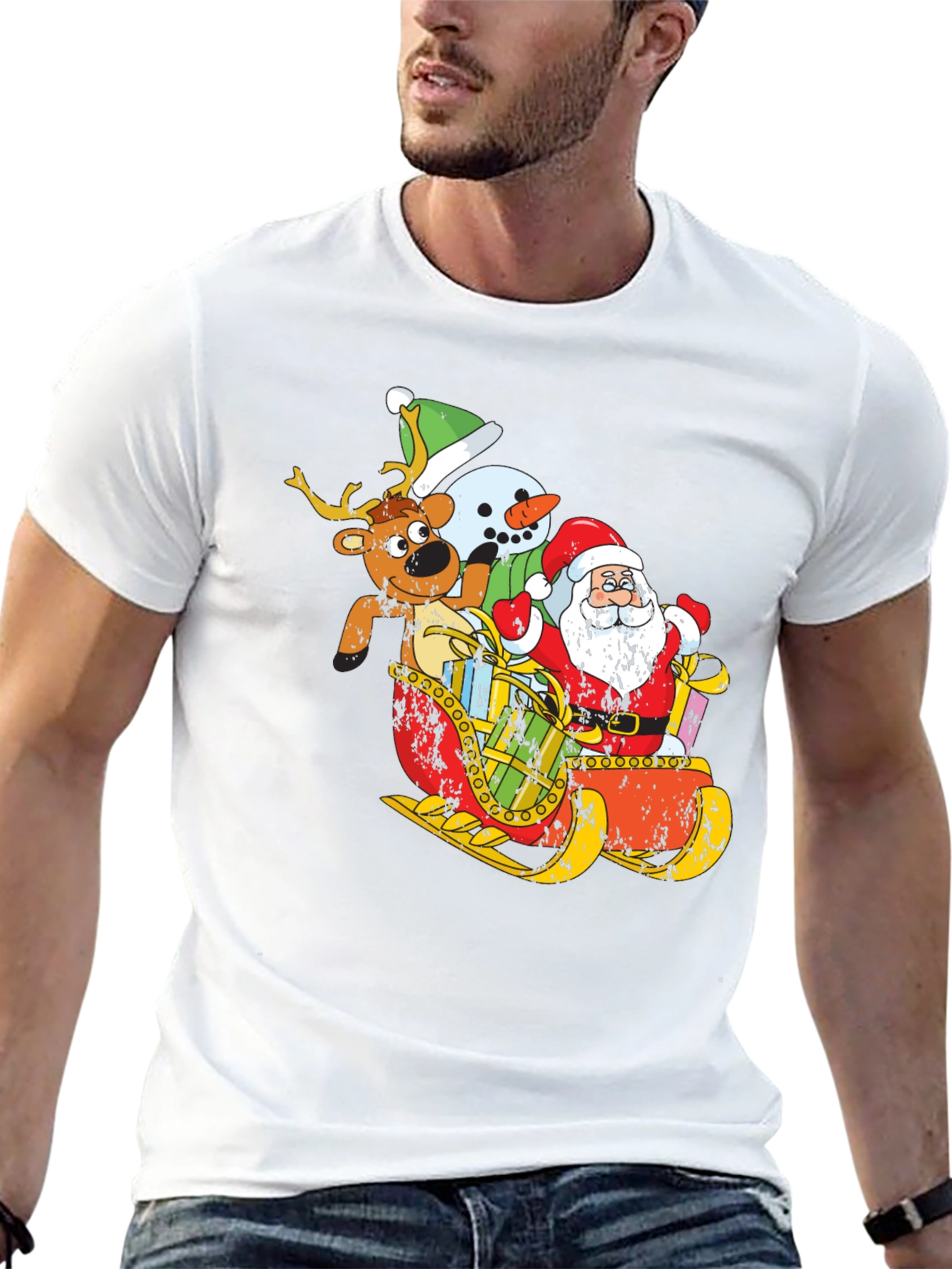 Festive Santa Sleigh Graphic Tee