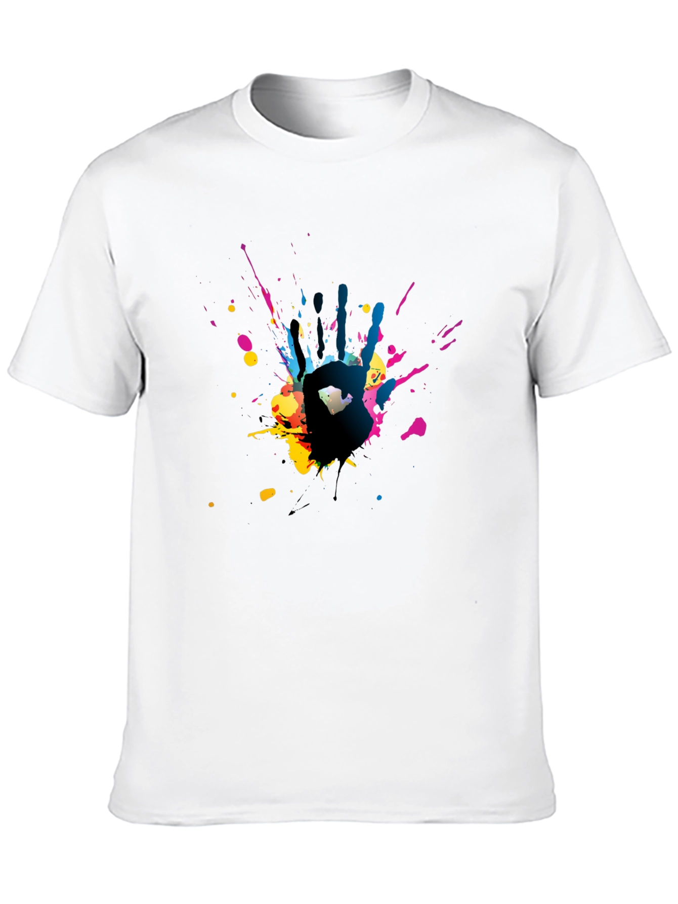 Abstract Handprint Graphic Black T-Shirt