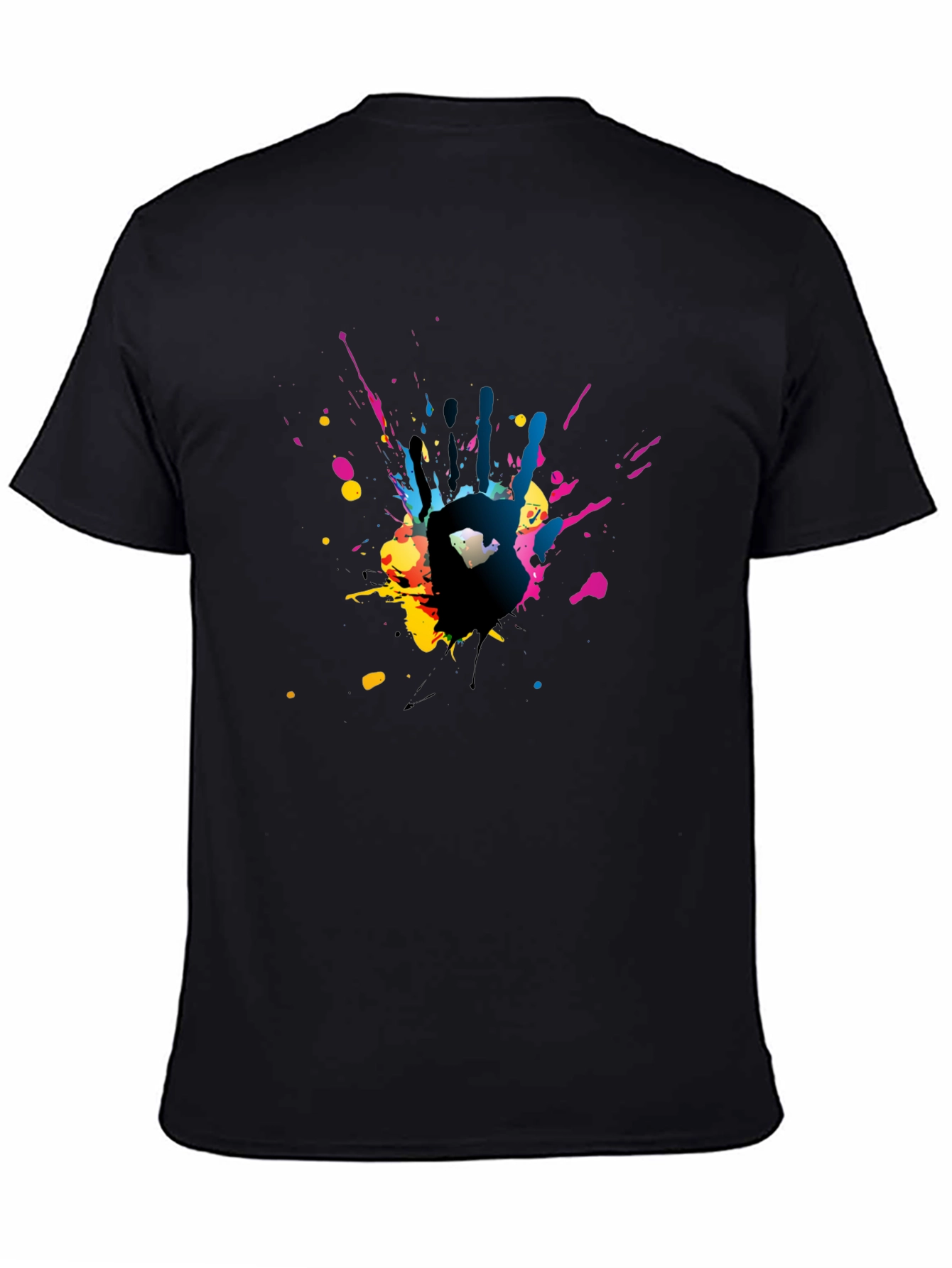 Abstract Handprint Graphic Black T-Shirt