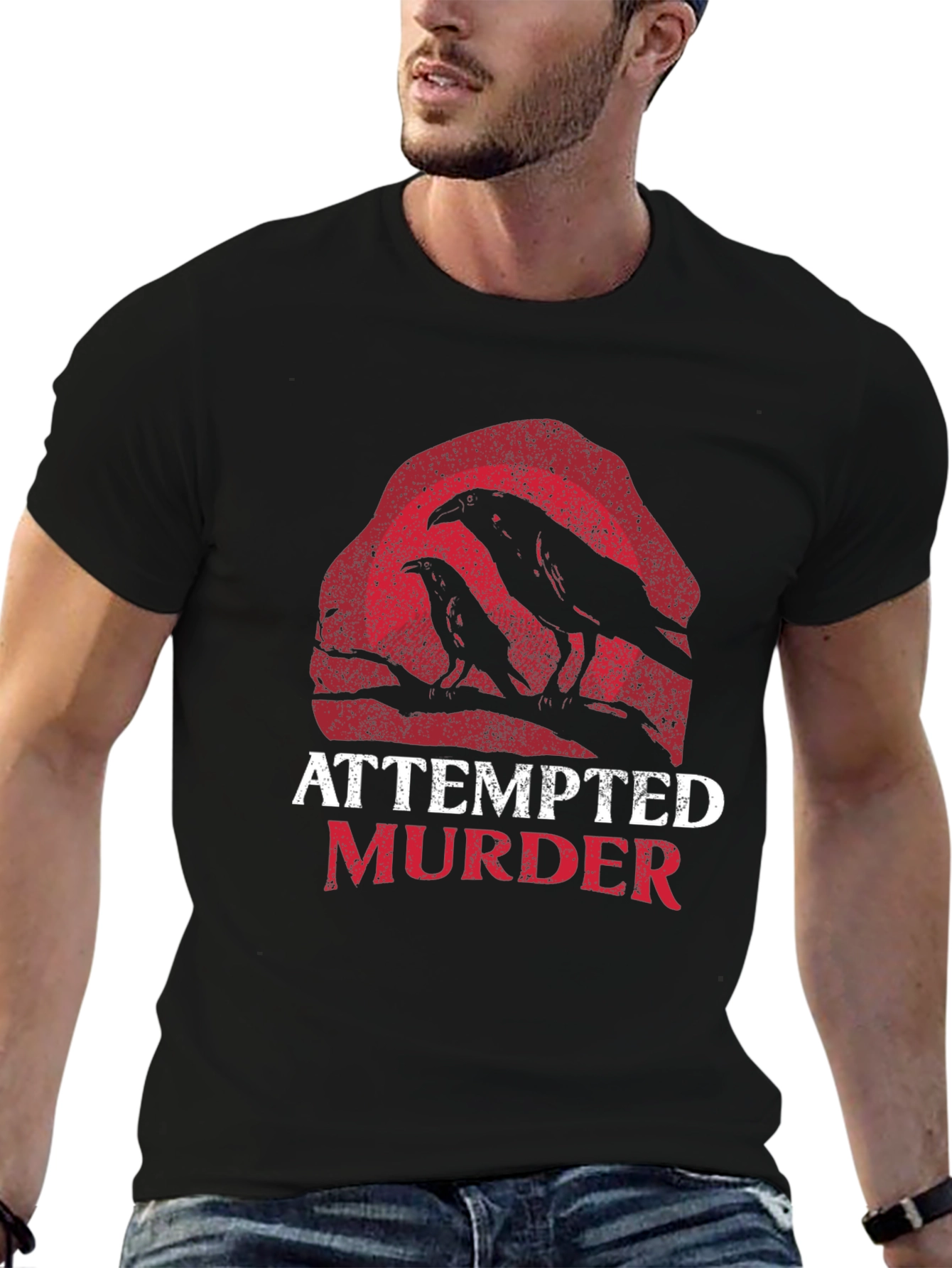 Attempted Murder Raven Graphic Tee - Black