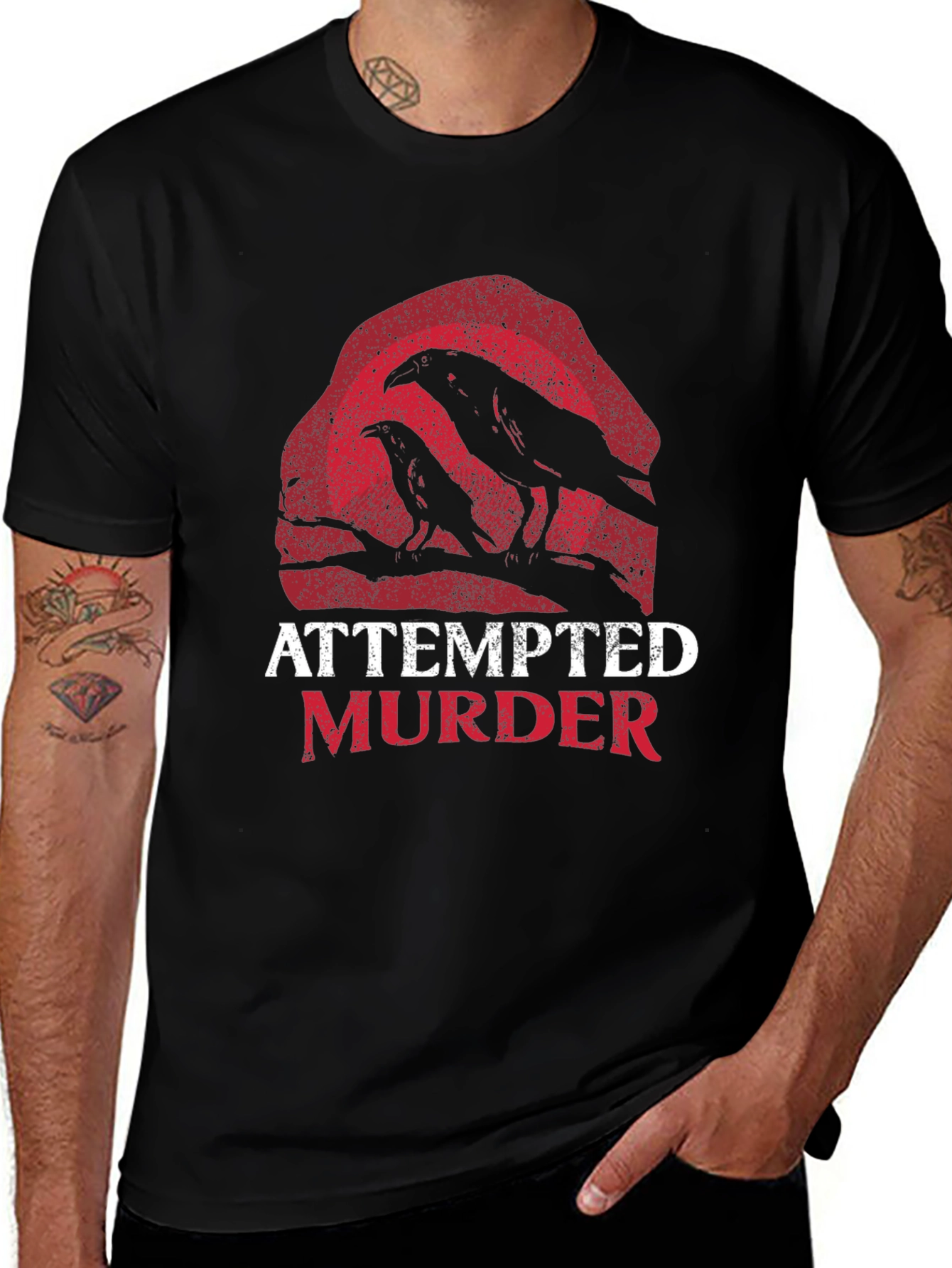 Attempted Murder Raven Graphic Tee - Black