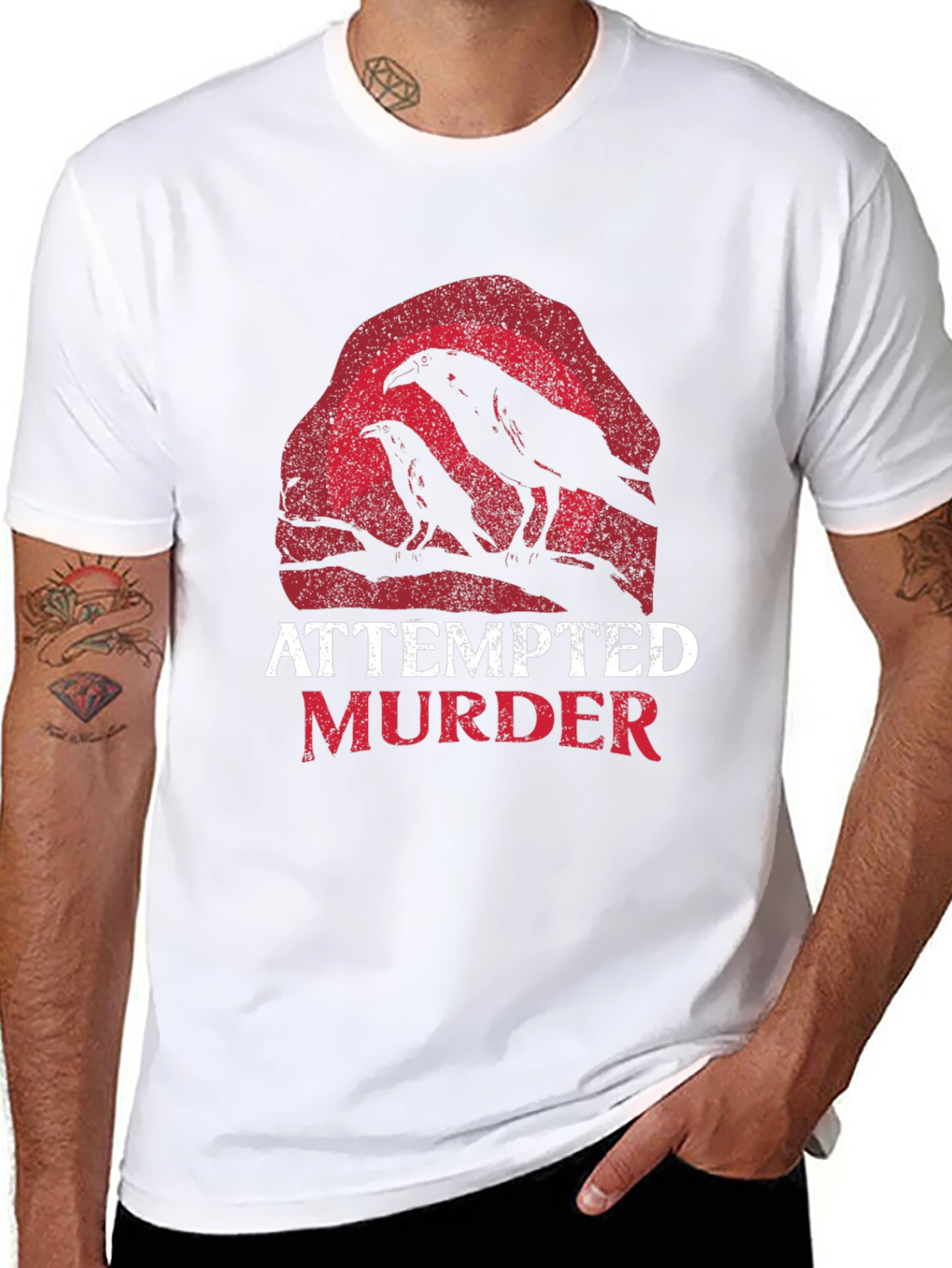 Attempted Murder Raven Graphic Tee - Black