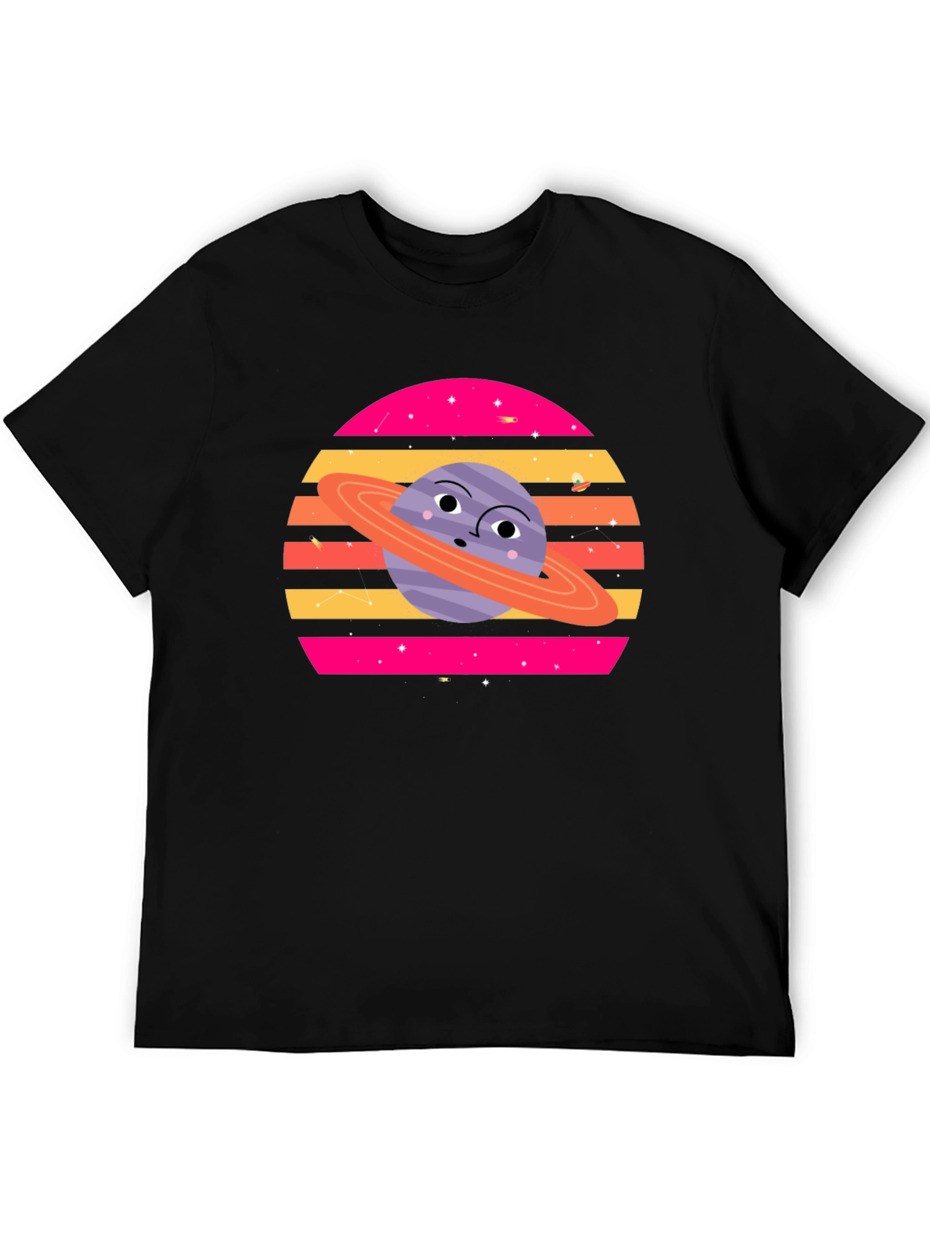 Cartoon Planet Graphic Tee - Retro Space Style