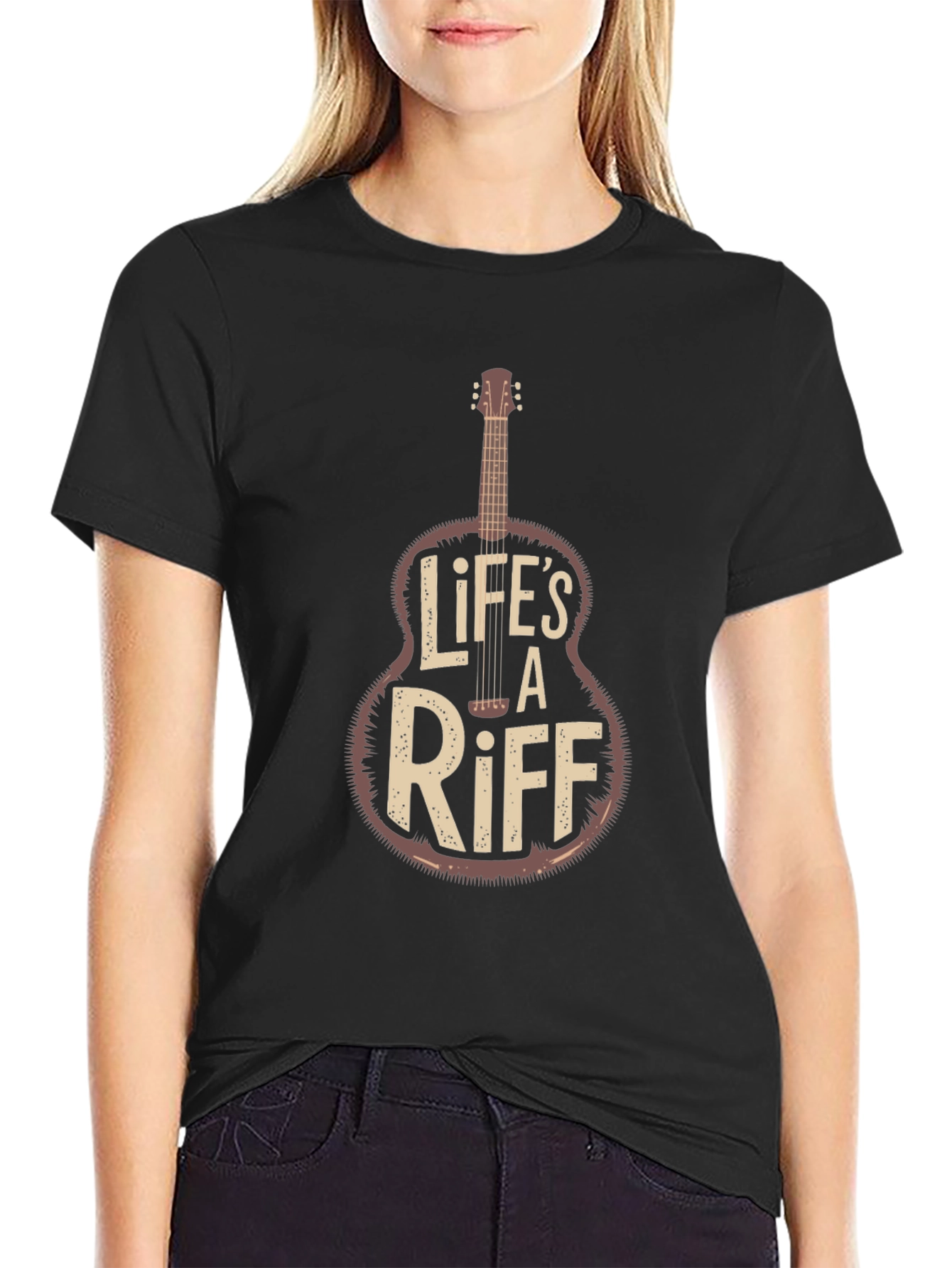 Lifes a Riff Guitar Graphic Tee - Black