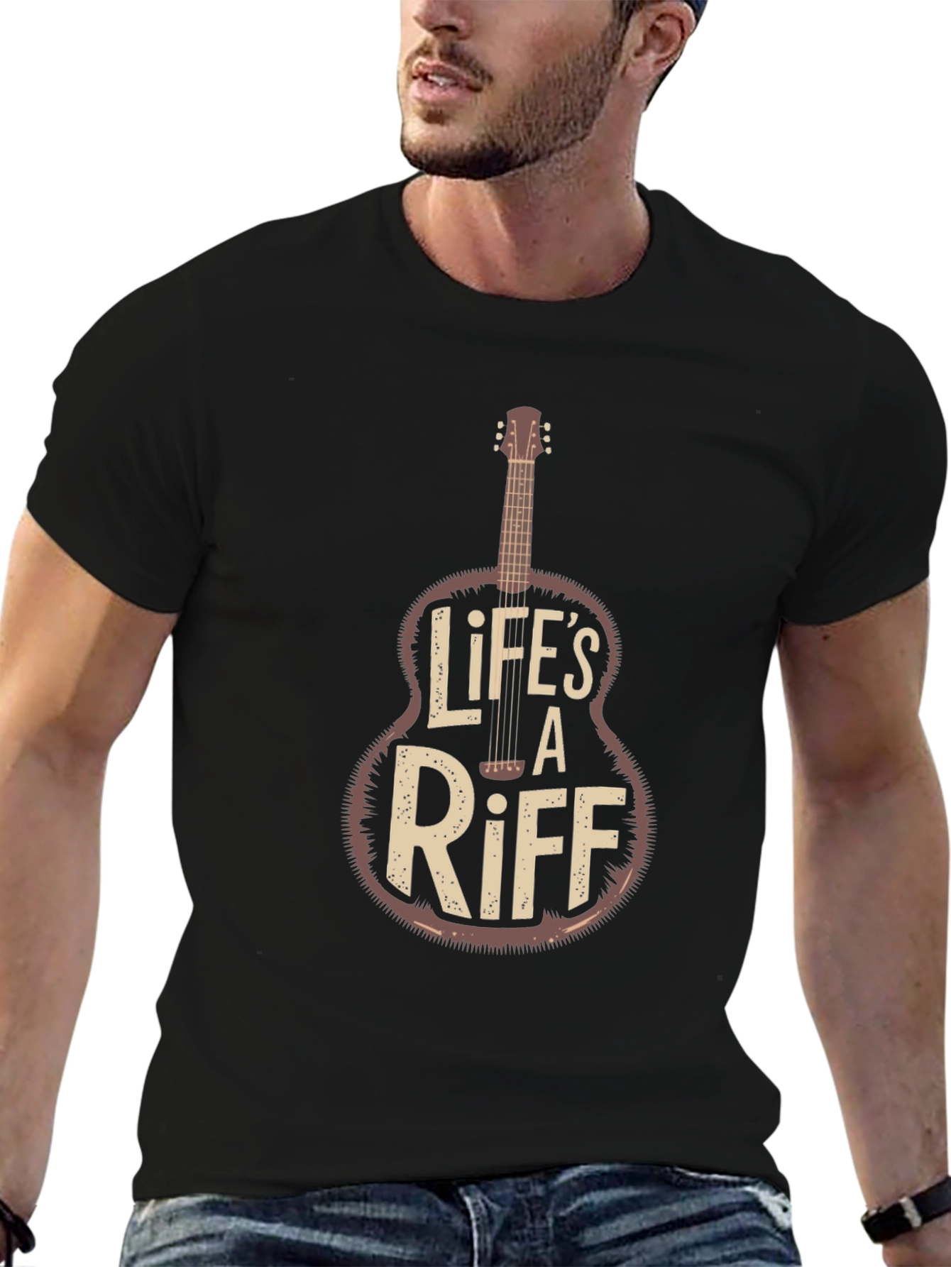 Lifes a Riff Guitar Graphic Tee - Black