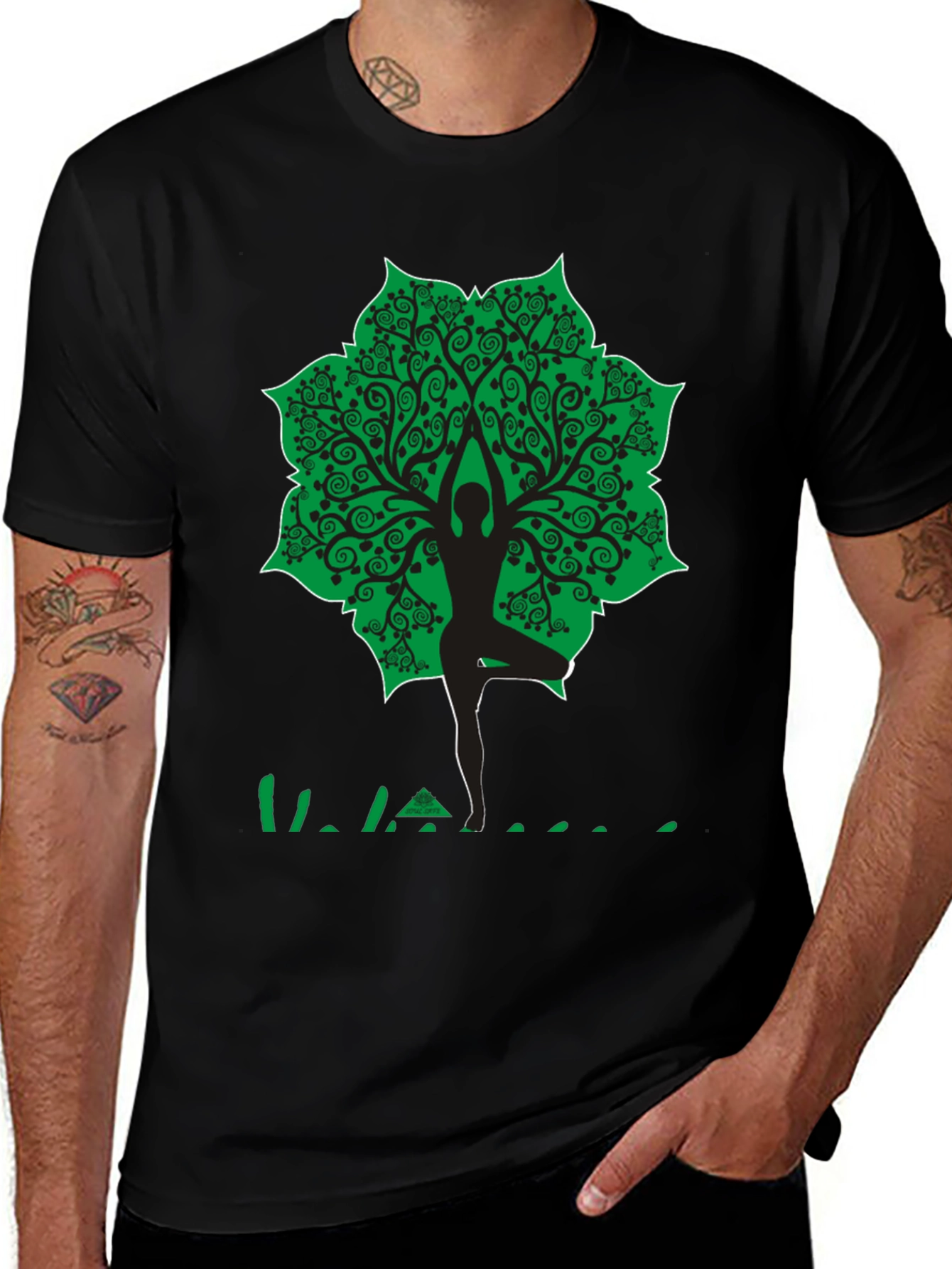 Yoga Tree Pose Graphic T-Shirt - Black
