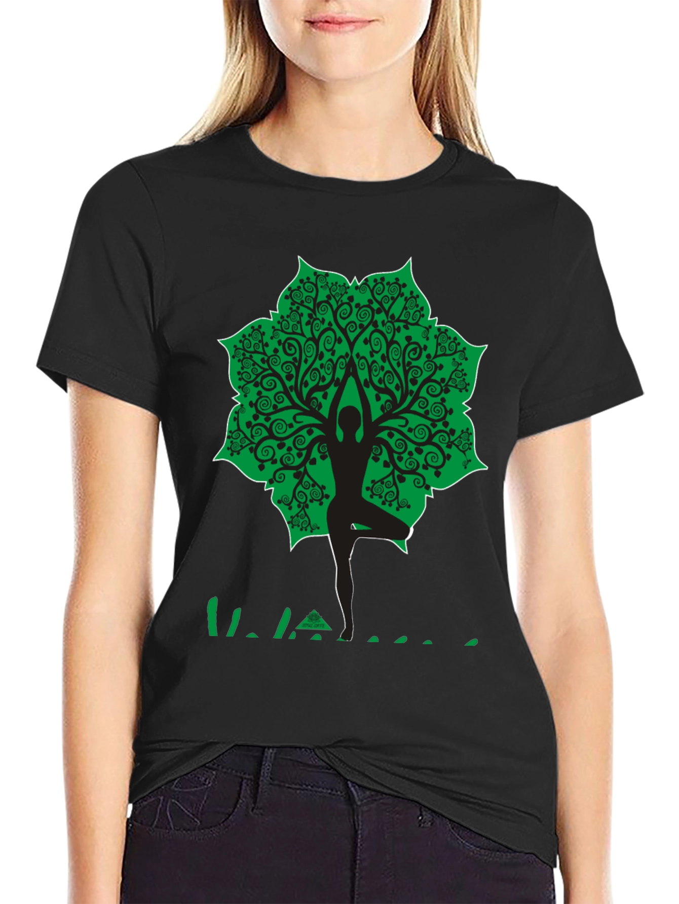 Yoga Tree Pose Graphic T-Shirt - Black