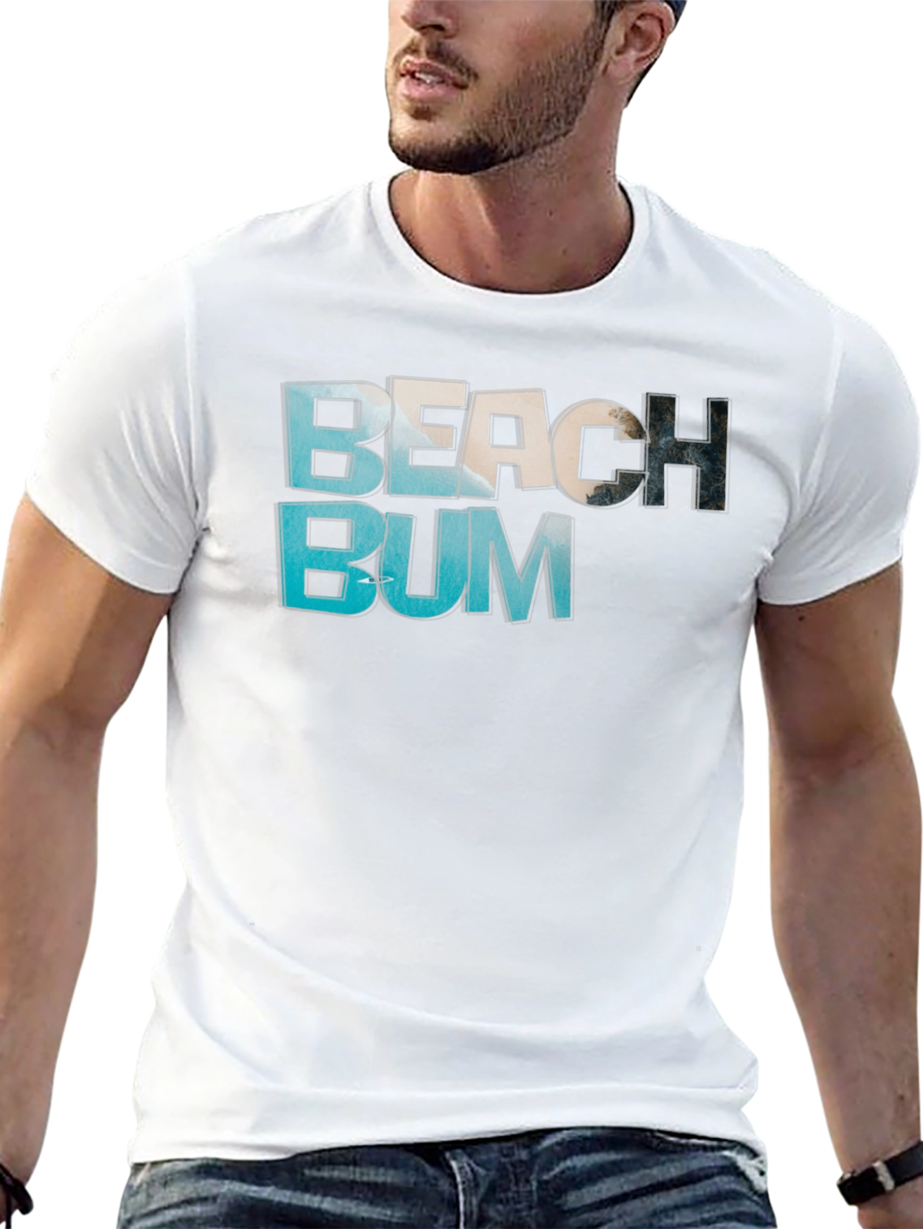 Beach Bum Graphic Tee - Casual Black T-Shirt