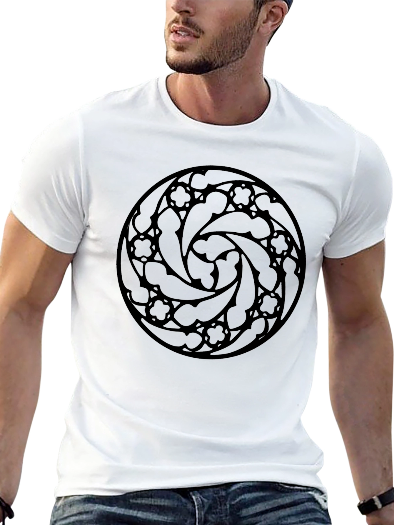 Gothic Rose Window Graphic Tee - Black