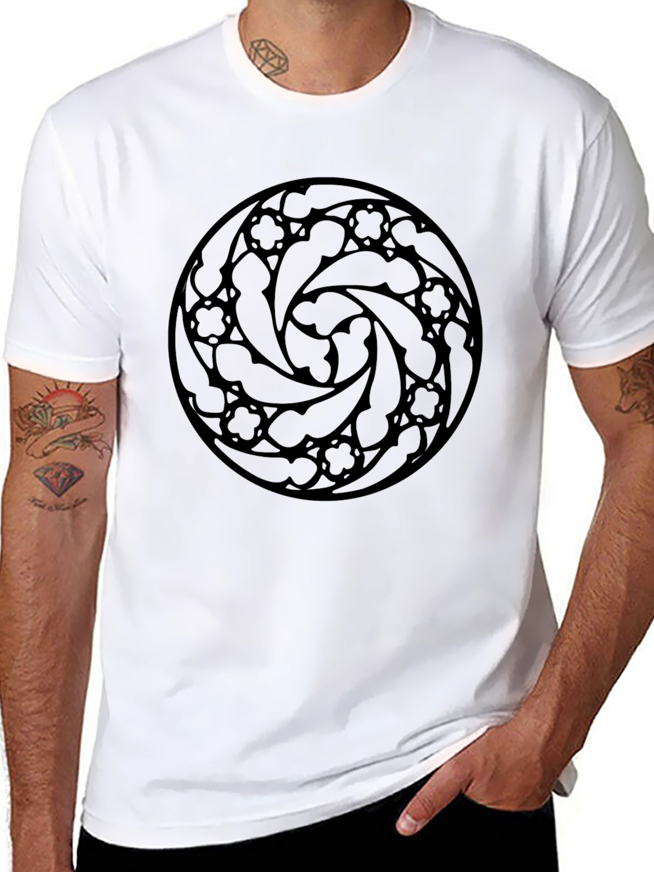 Gothic Rose Window Graphic Tee - Black