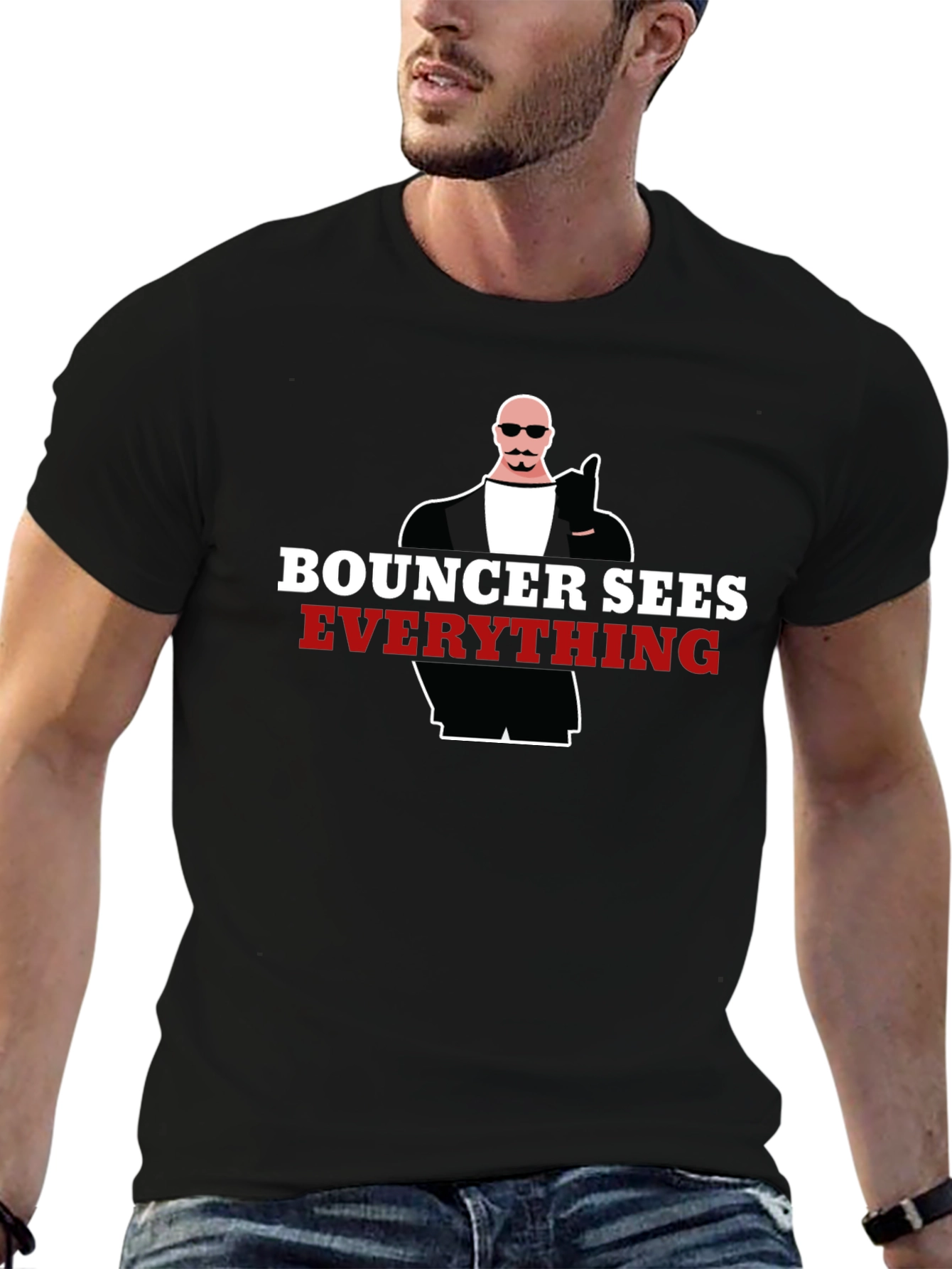 Bouncer Sees Everything Graphic Tee - Black