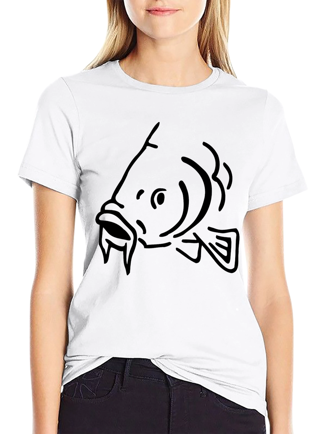 Carp Outline Black T-Shirt